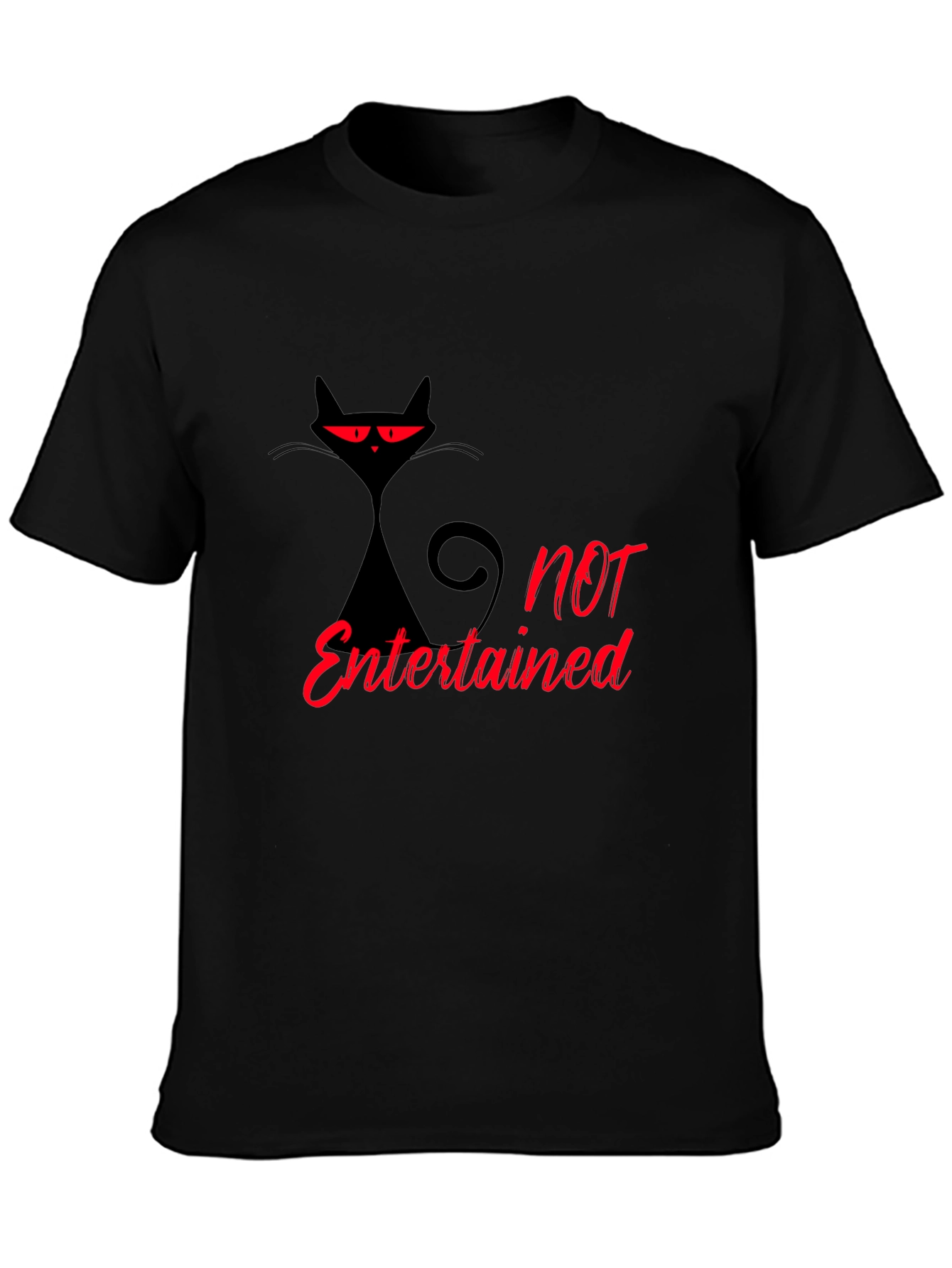 Black Not Entertained Black Cat Graphic T-Shirt view 3