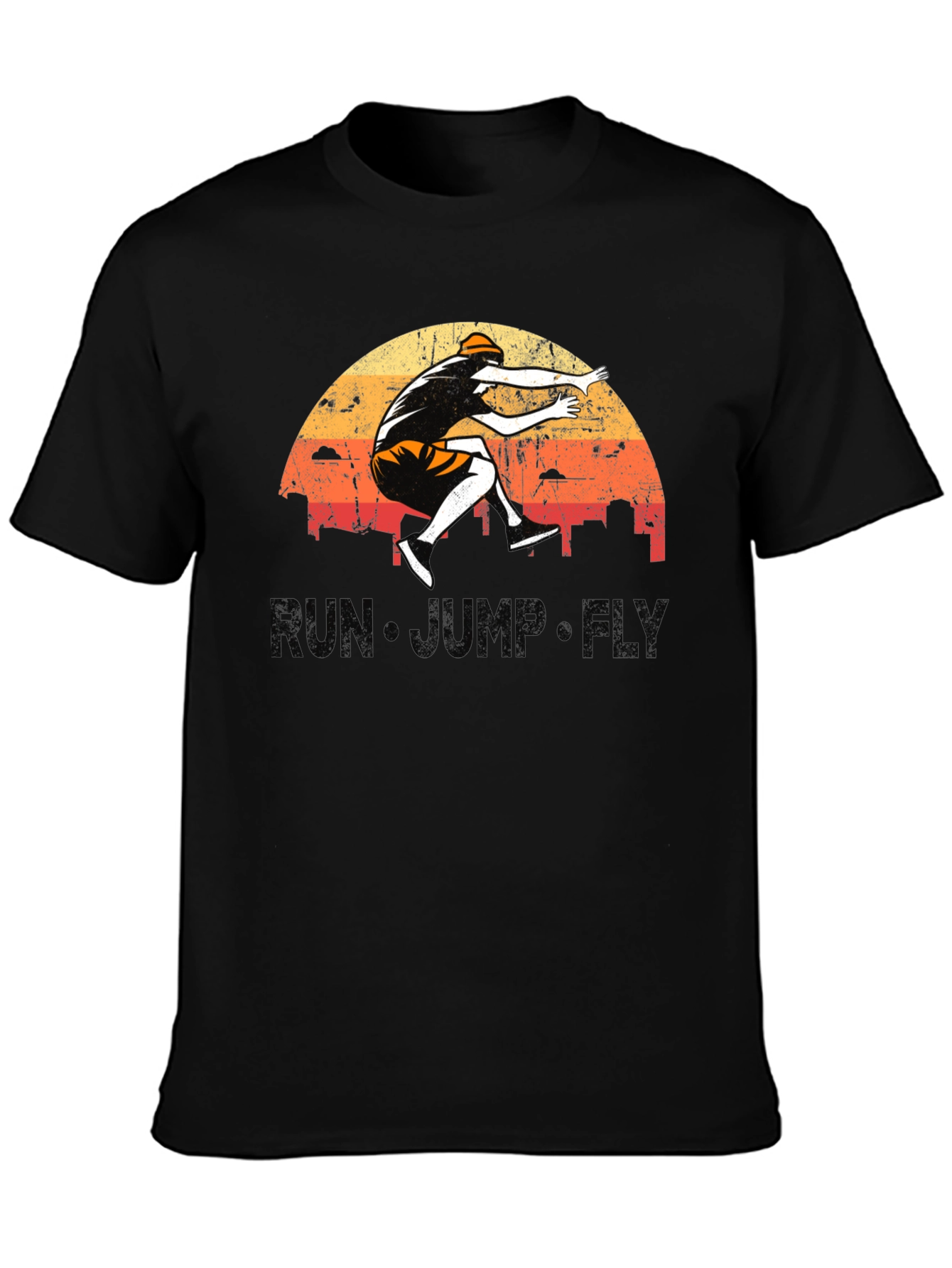 Black Run Jump Fly Graphic Tee - Retro Style view 3