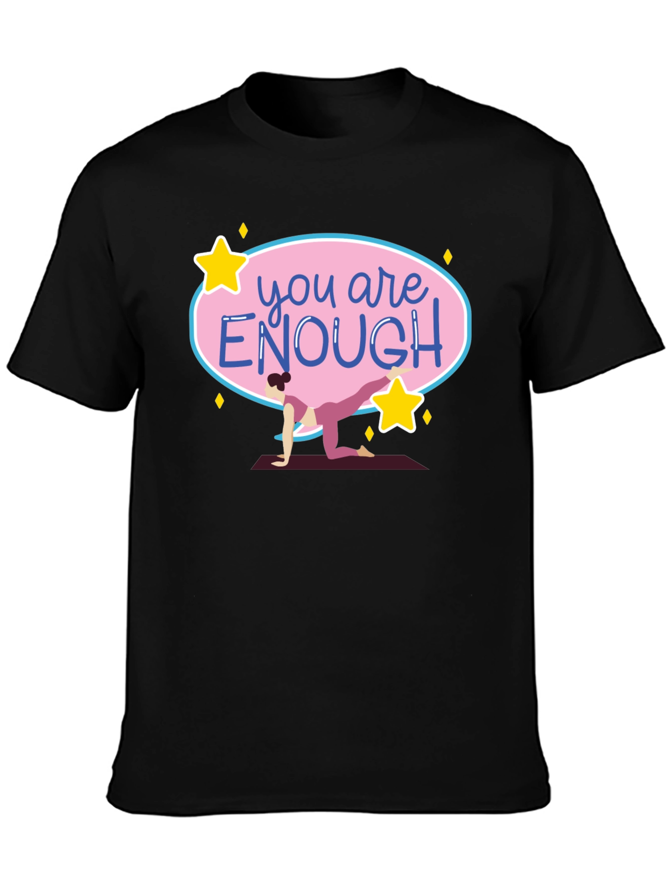 Black You Are Enough Yoga T-Shirt Black view 3