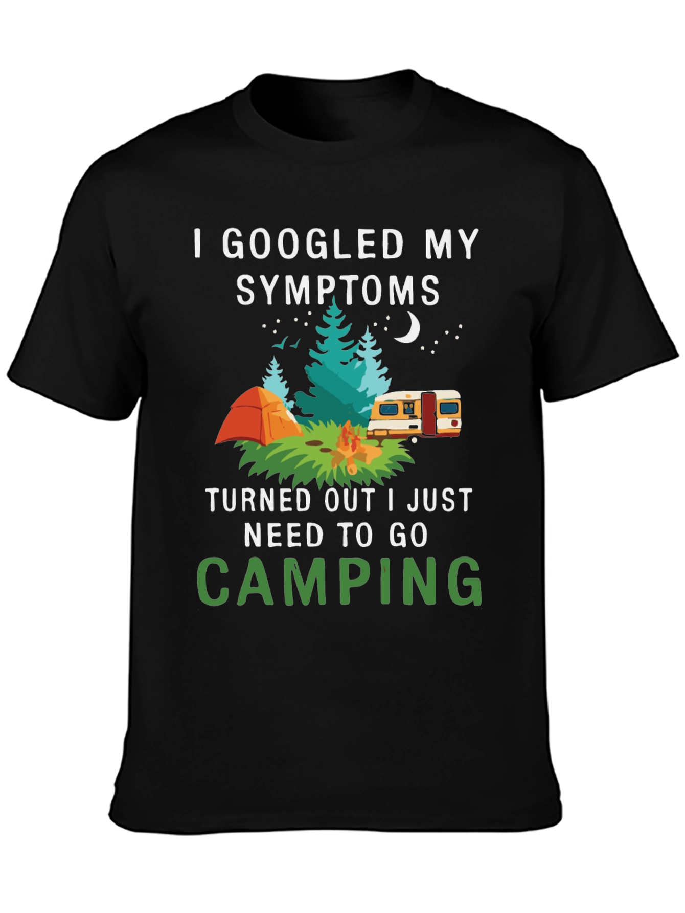 Black Camping Symptoms T-Shirt - Funny Outdoor Apparel view 3