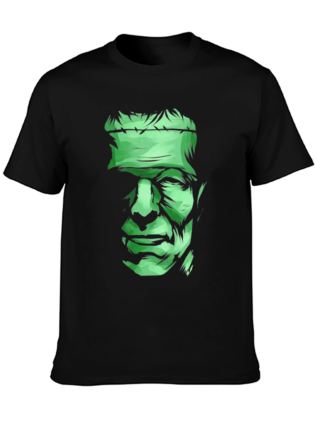 Black Frankenstein Graphic Tee - Men's Black Cotton T-Shirt view 3