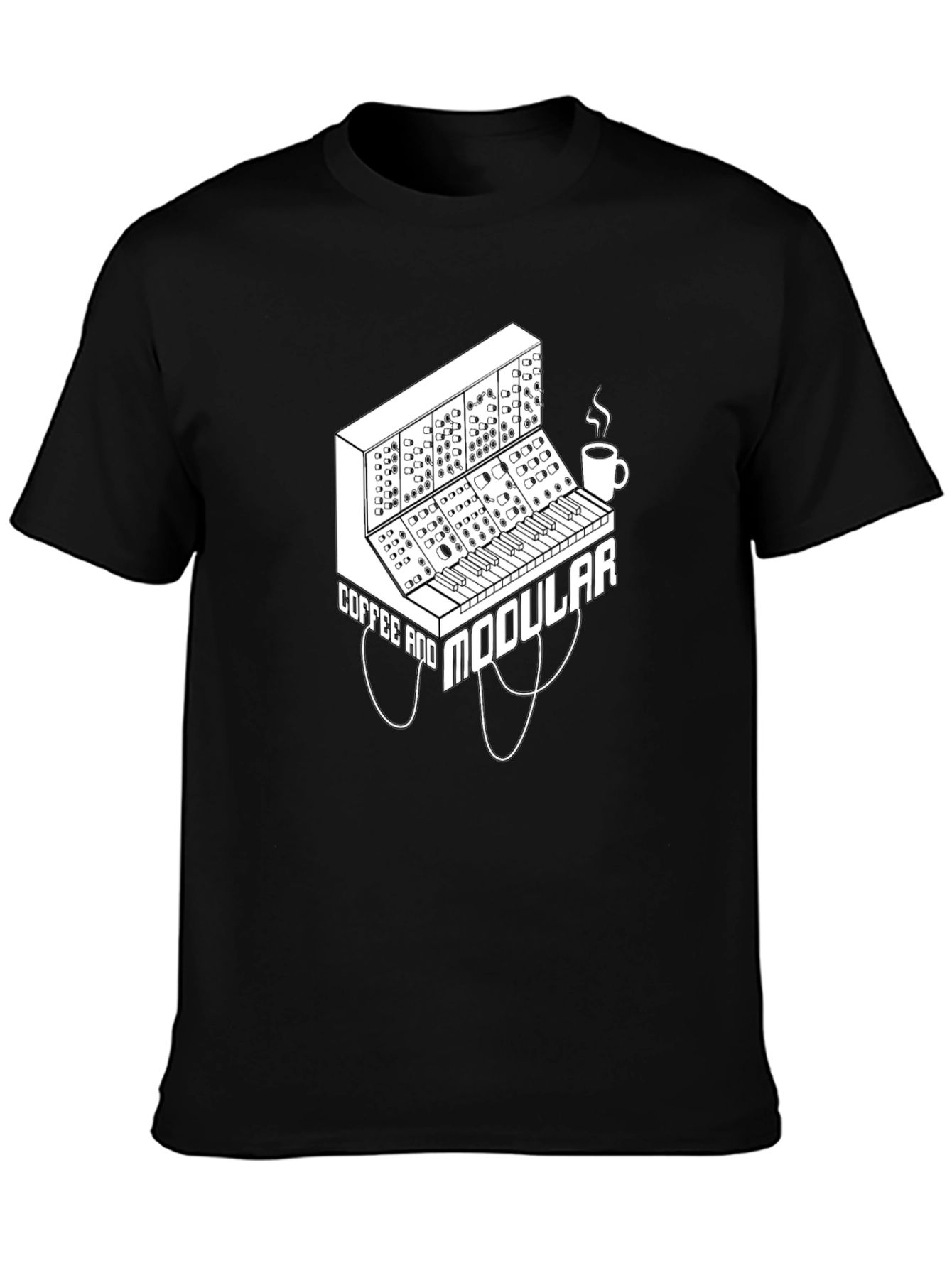 Black Coffee and Modular Synthesizer Black T-Shirt view 3