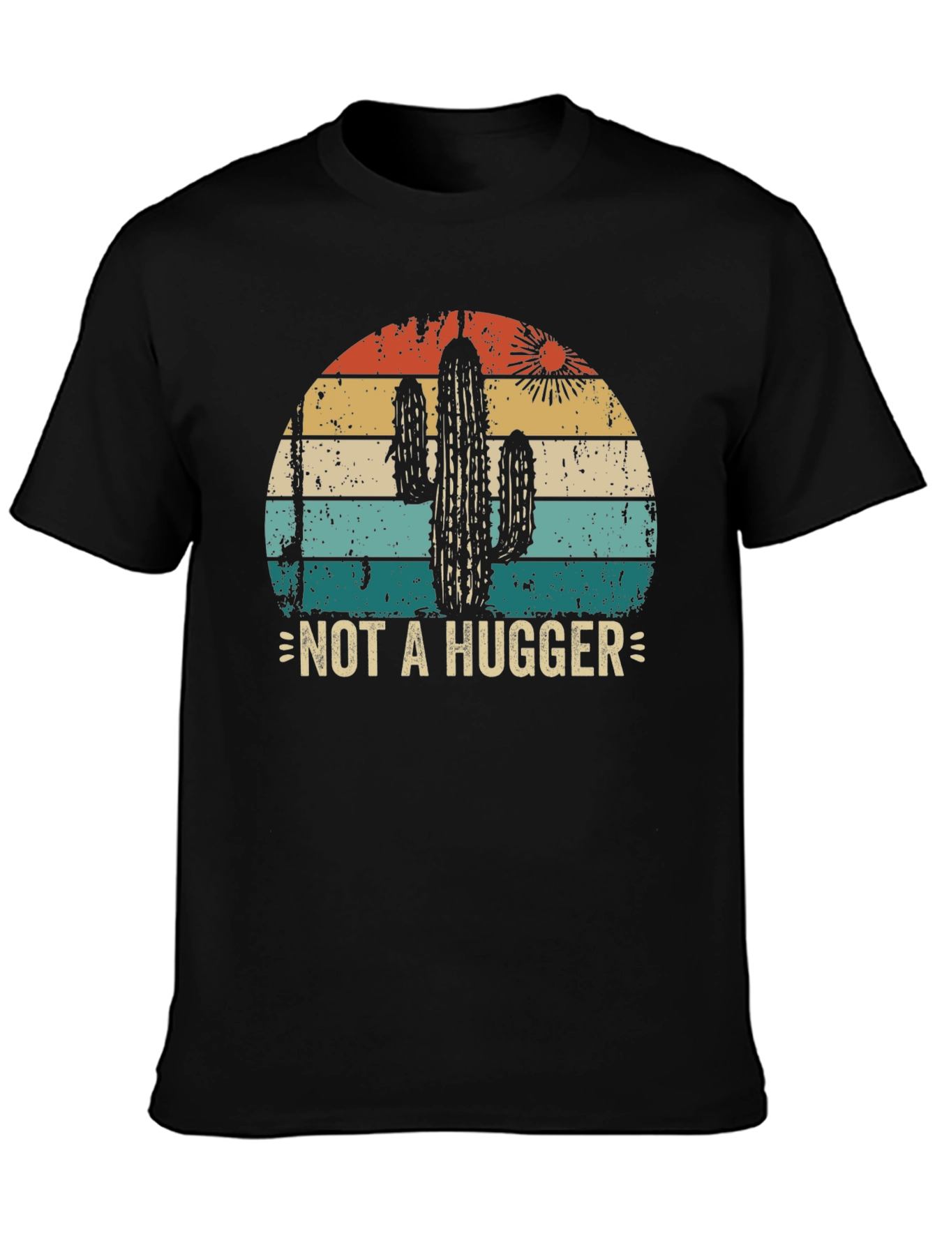 Black Not A Hugger Cactus Graphic Tee view 3