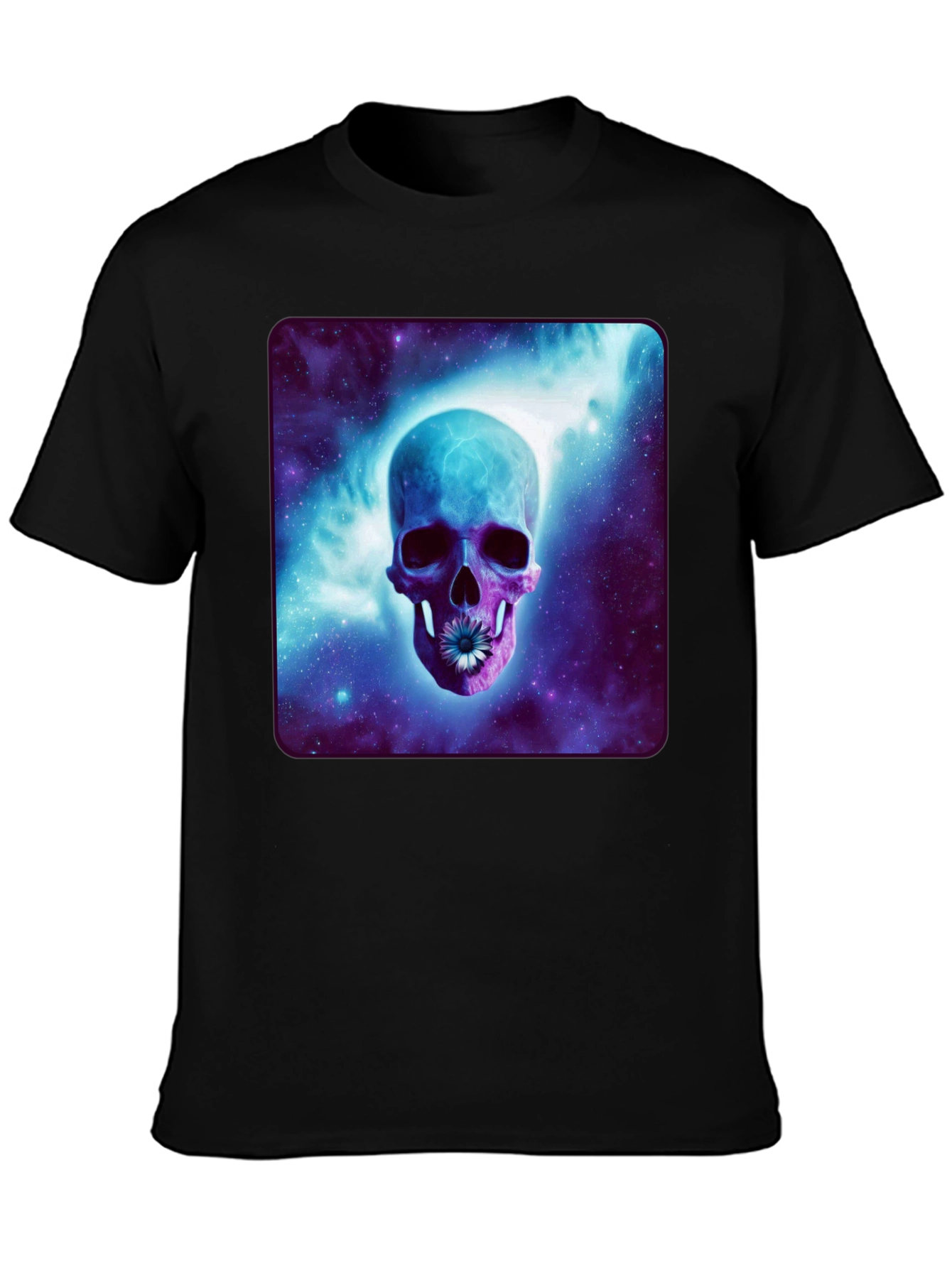 Black Skull Galaxy T-Shirt - Cosmic Design view 3