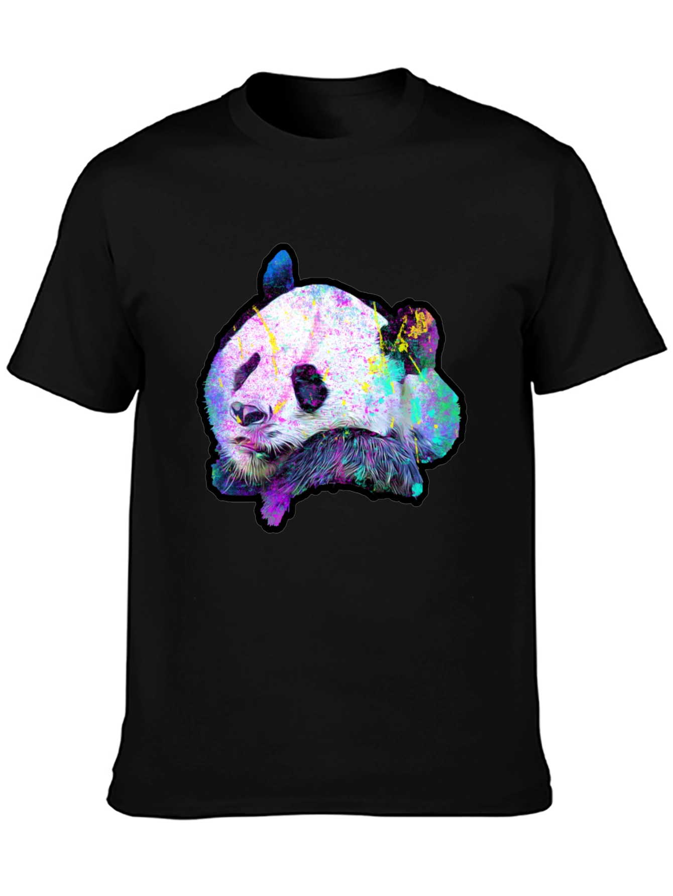 Black Abstract Panda Graphic Tee - Men's Black T-Shirt view 3