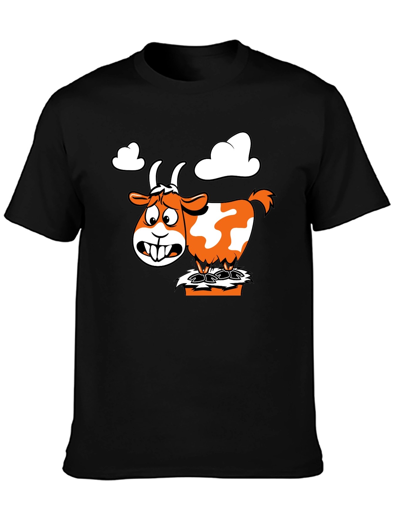 Black Cartoon Goat Graphic Tee view 3