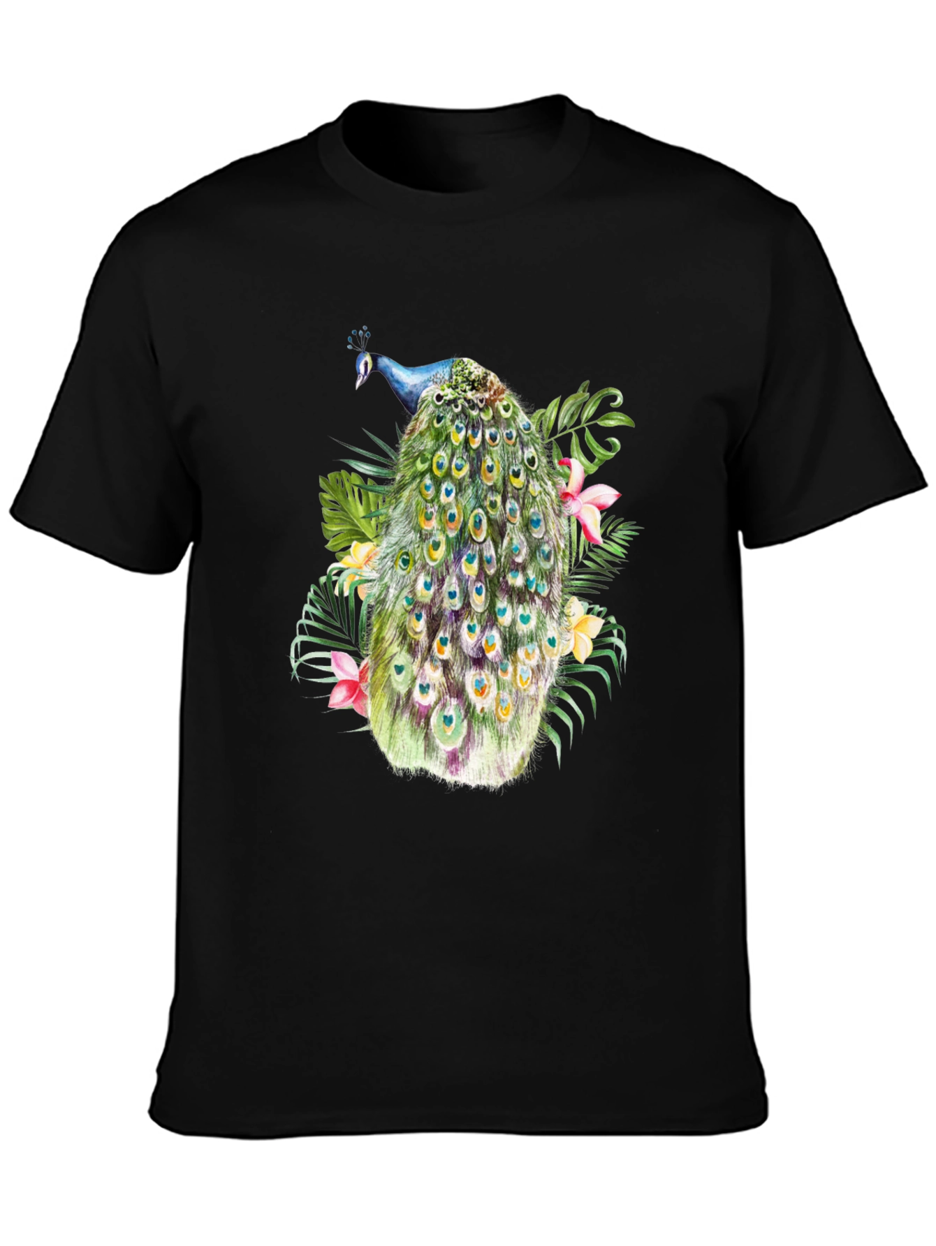 Peacock Graphic Black T-Shirt - 3