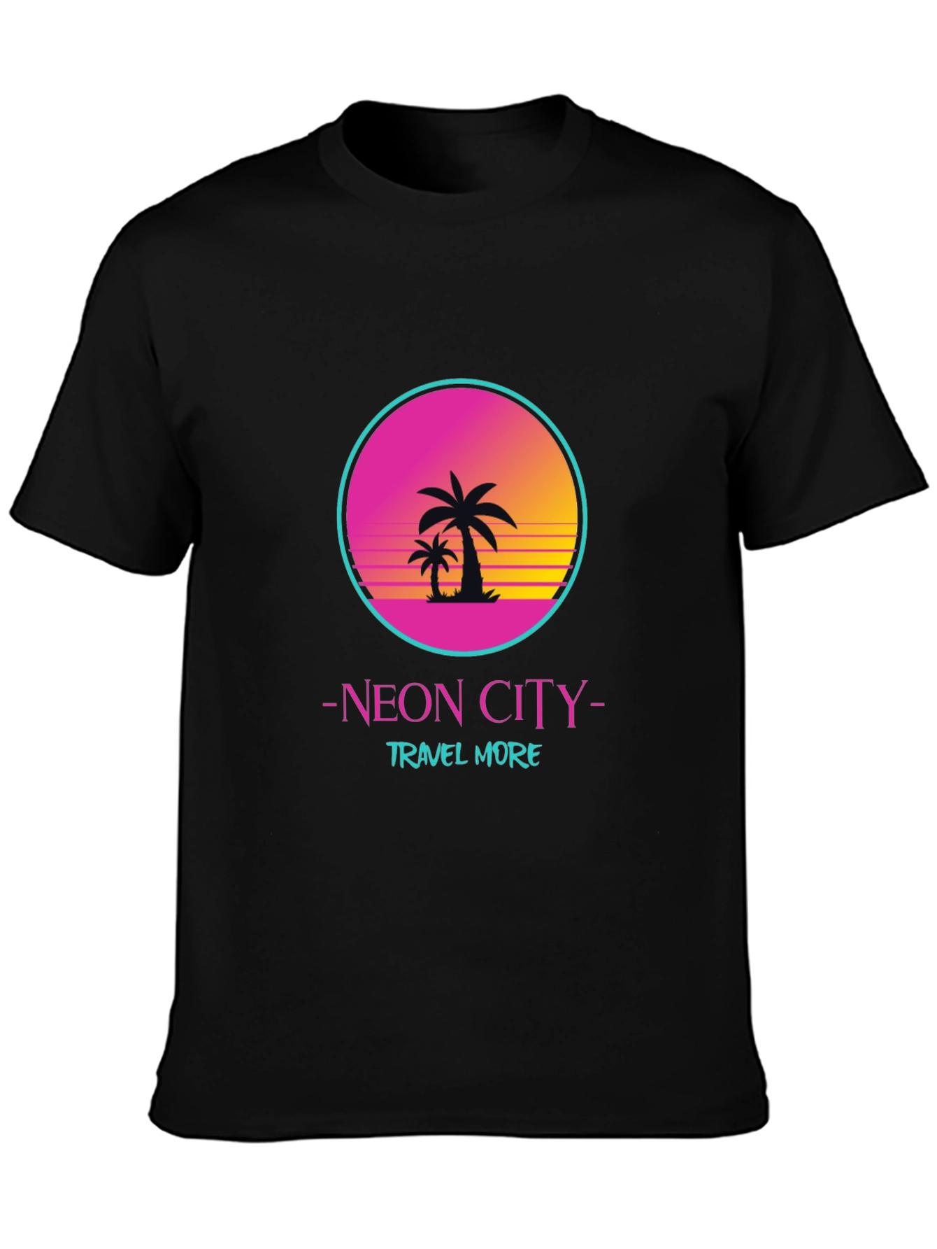 Black Neon City Travel T-Shirt view 3