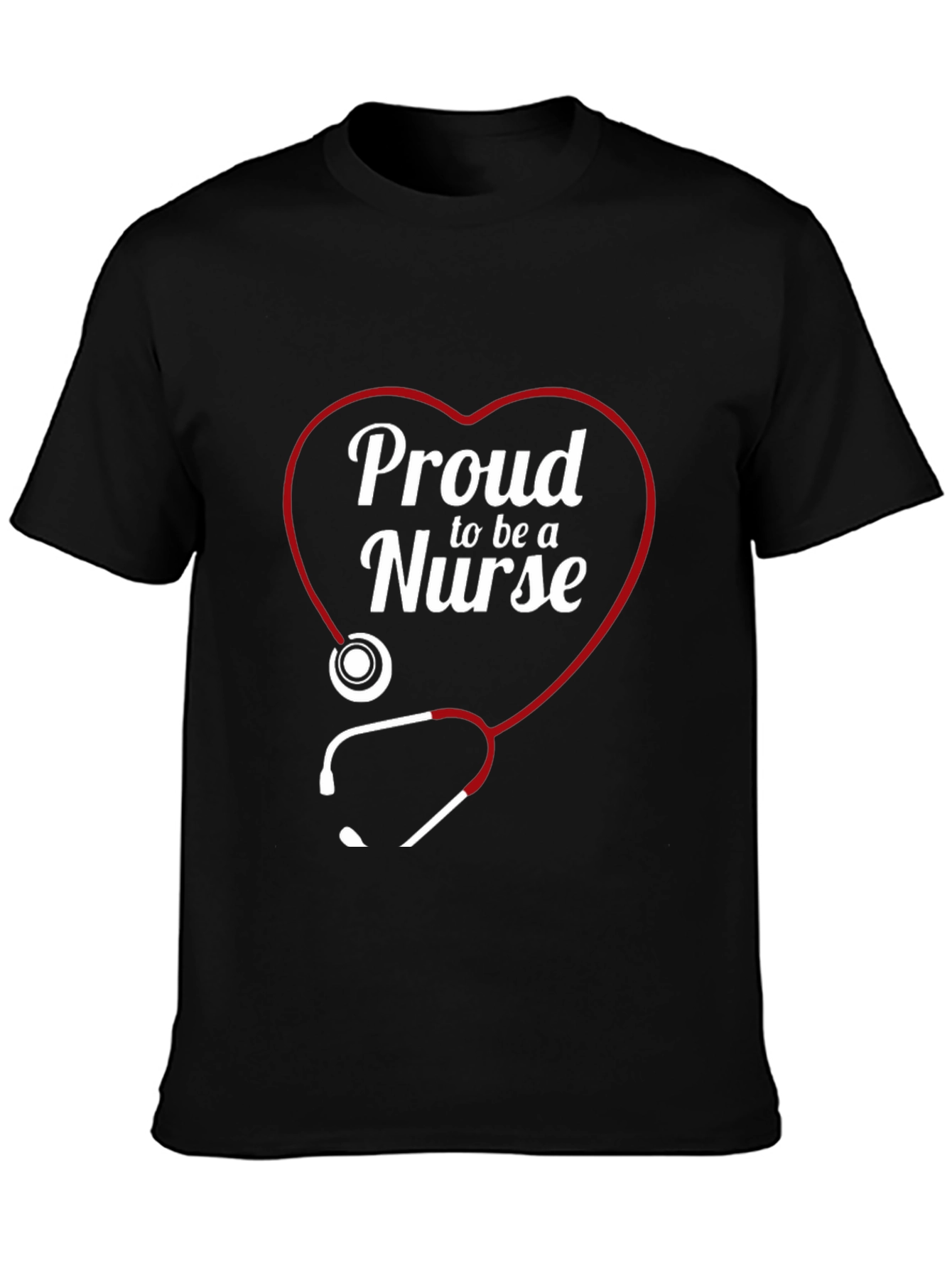 Black Proud Nurse Heart Stethoscope T-Shirt view 3