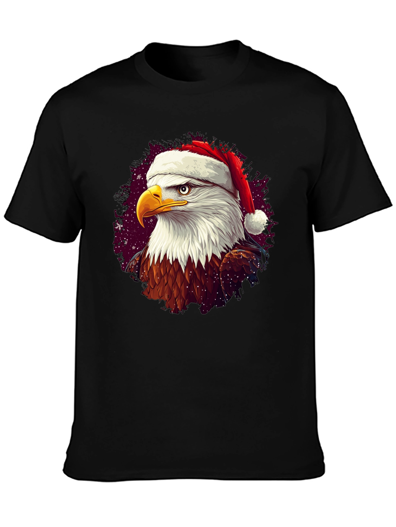 Black Festive Eagle T-Shirt: Christmas Holiday Apparel view 3