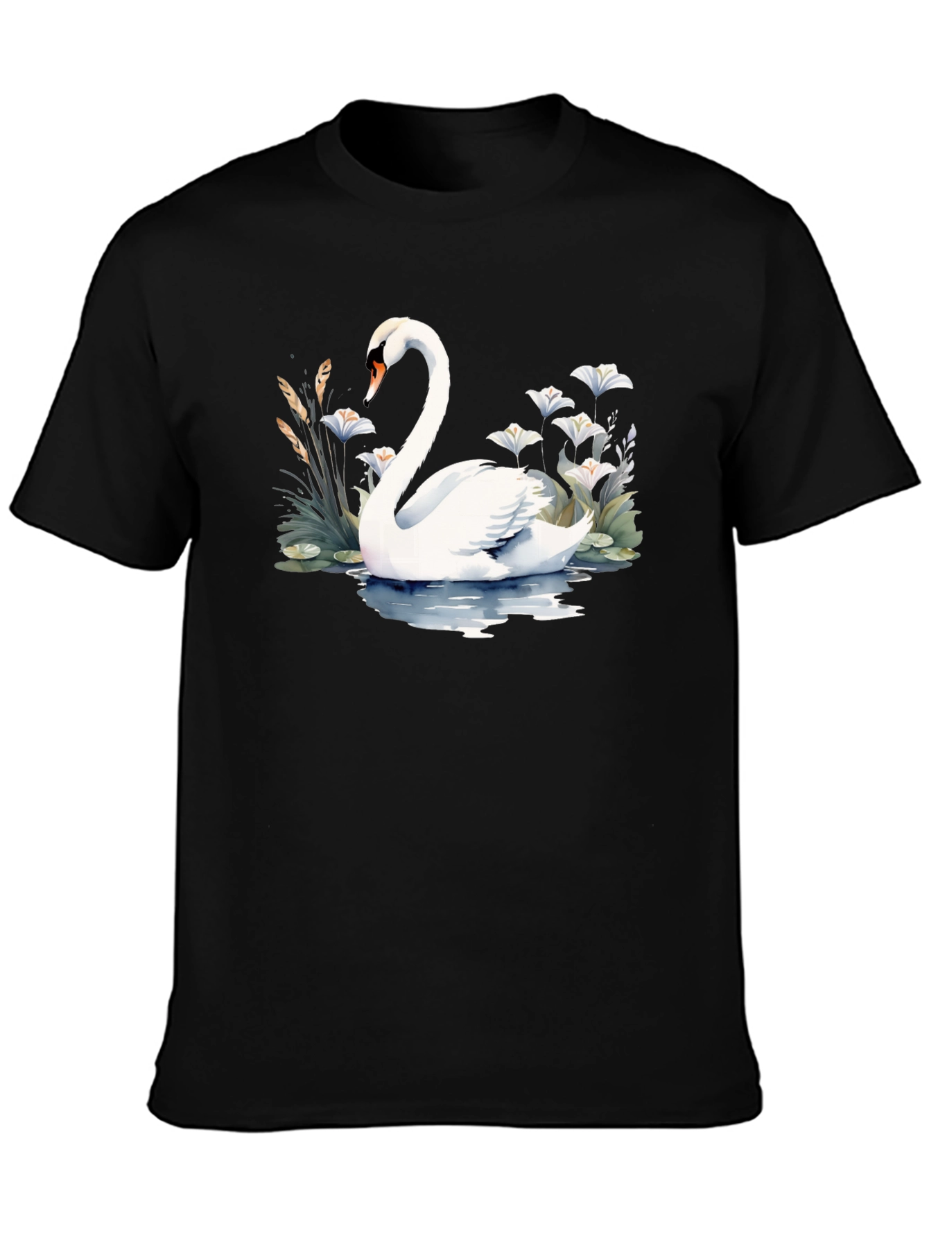 Black Elegant Swan Graphic Tee - Black view 3