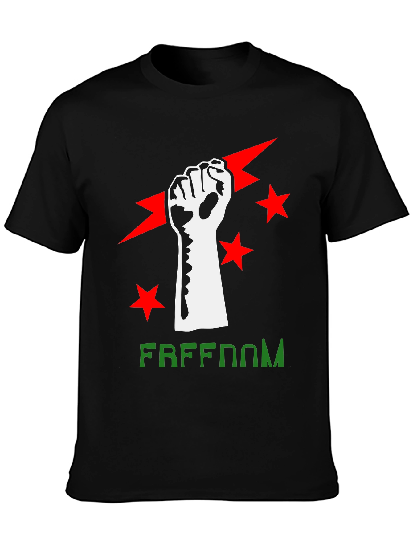 Black Freedom Fist Graphic Tee - Black Cotton Blend view 3