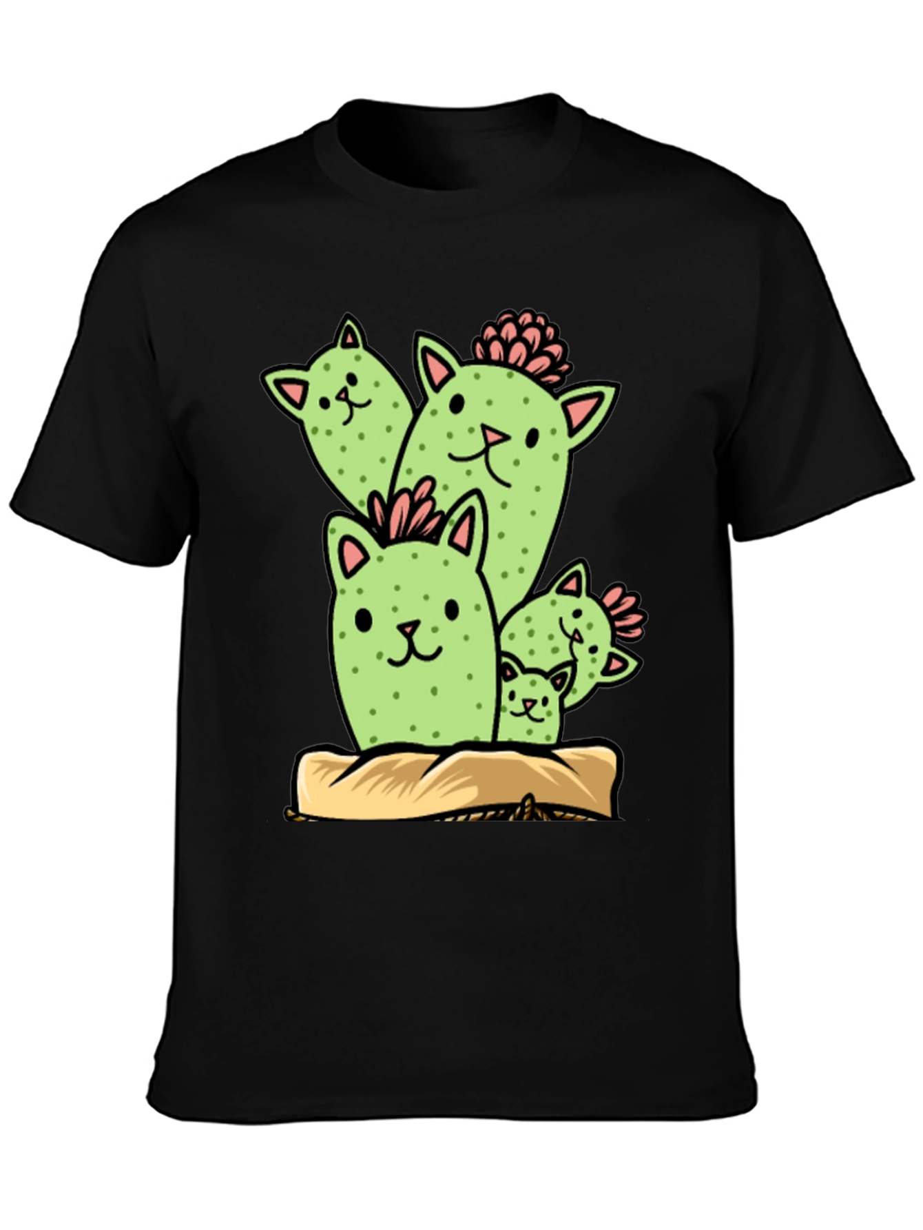 Black Cat Cactus Graphic Tee - Funny Plant Lover Shirt view 3