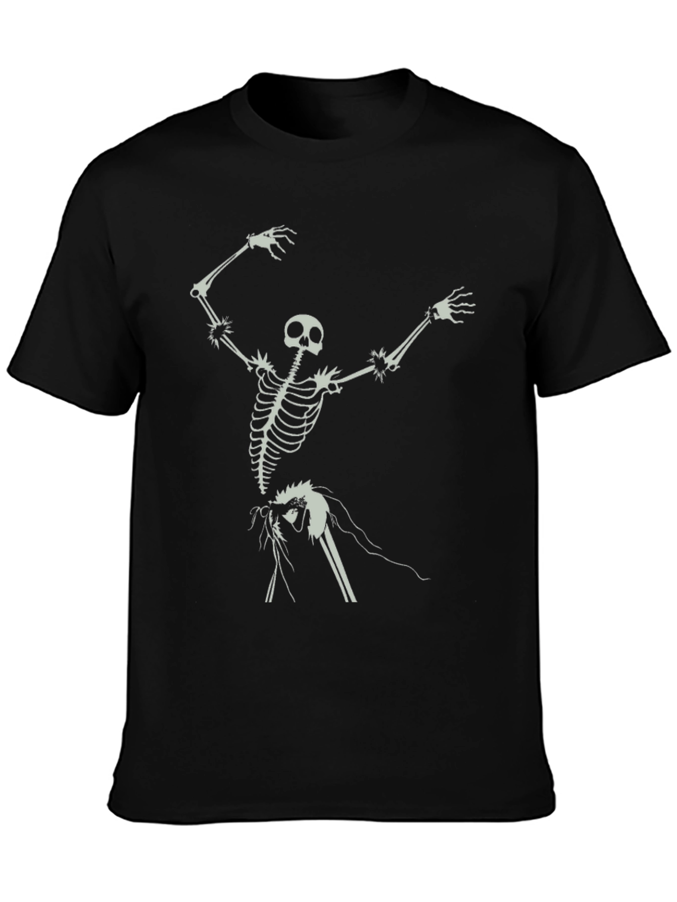Black Skeleton Ribcage Graphic T-Shirt - Black Cotton Tee view 3