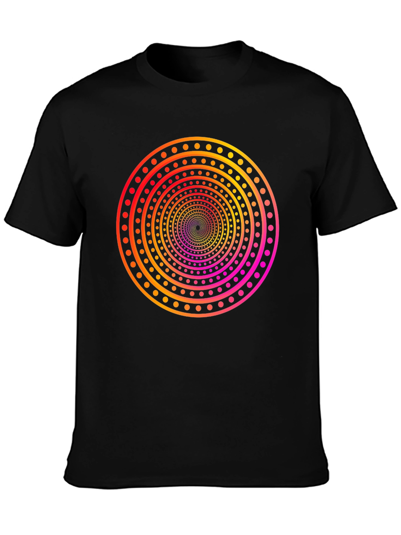 Black Hypnotic Circle Tee - Gradient Dot Pattern view 3