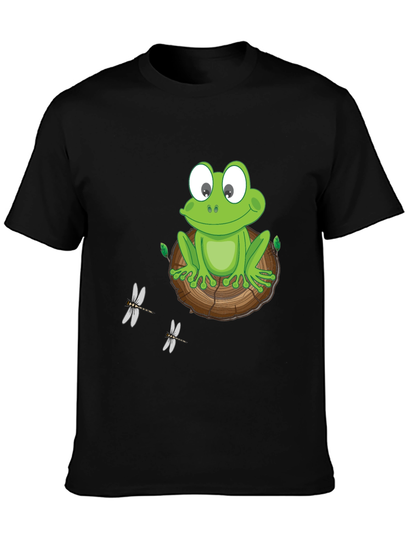 Black Frog on Wood Slice Graphic Tee view 3