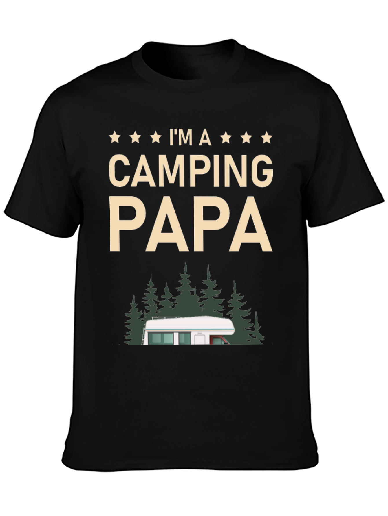 Black Camping Papa T-Shirt - Outdoor Adventure Dad Tee view 3