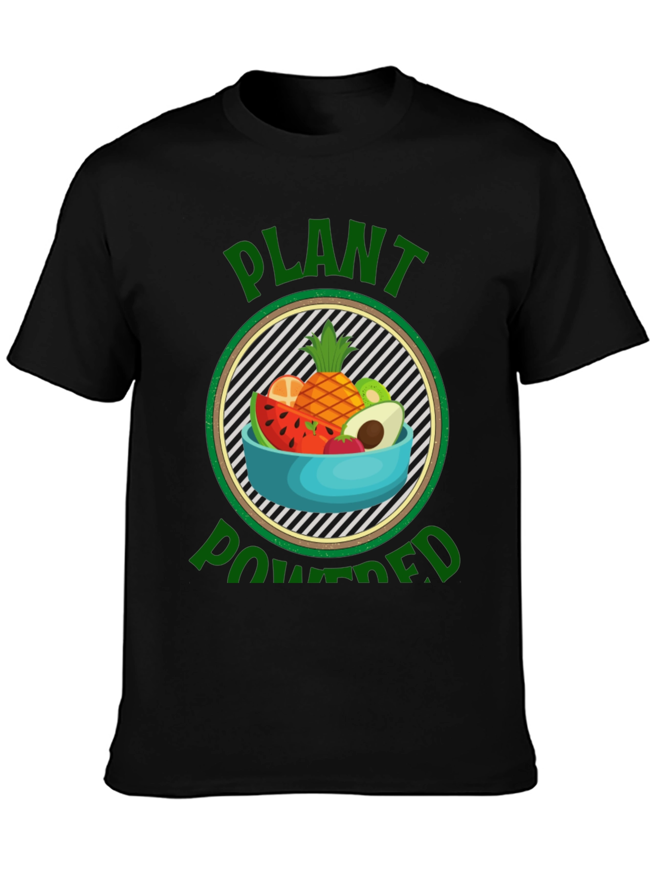 Black Plant Powered Vegan T-Shirt - Healthy Lifestyle Tee view 3