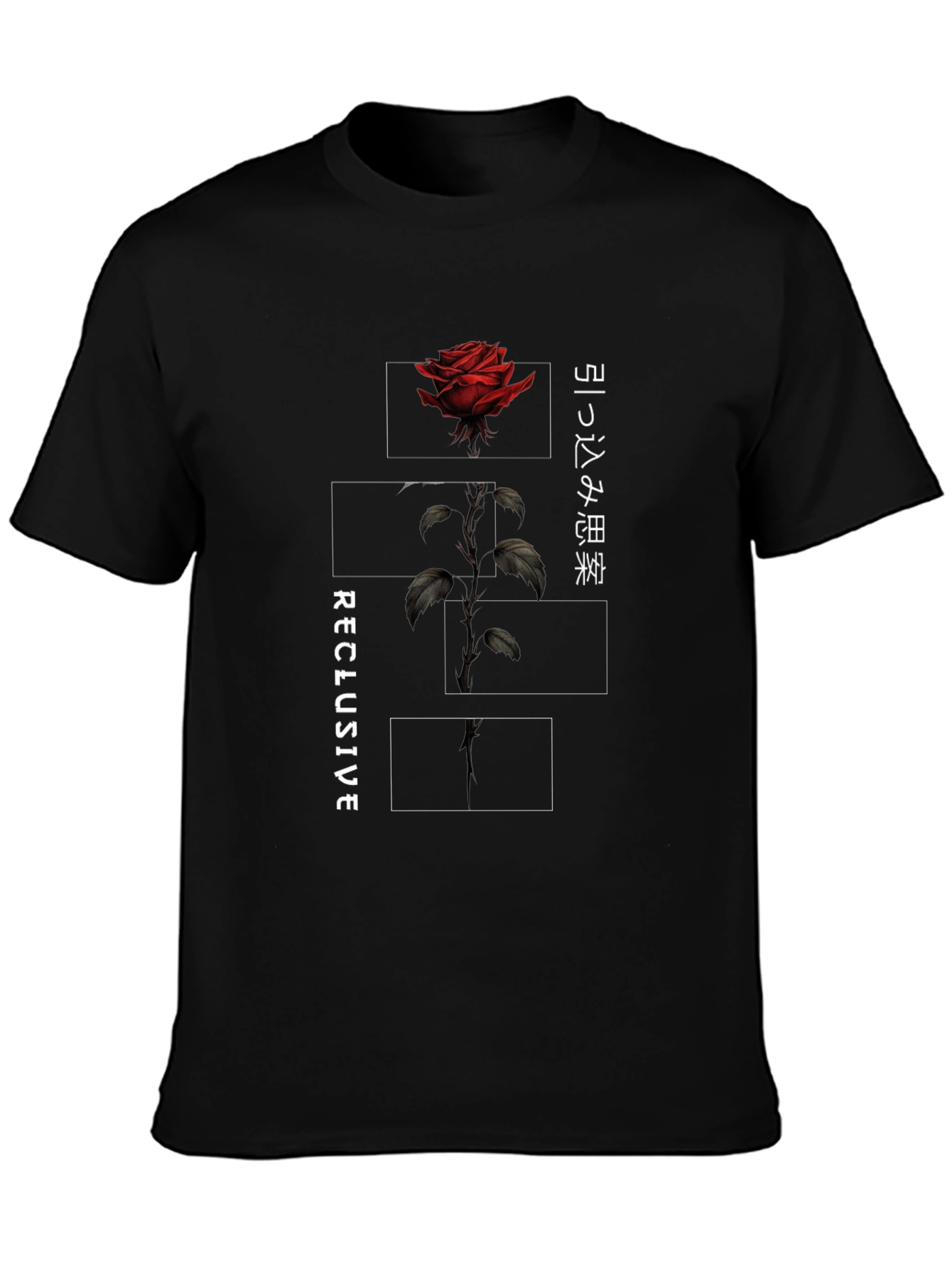 Black Reclusive Rose Graphic Tee - Black view 3