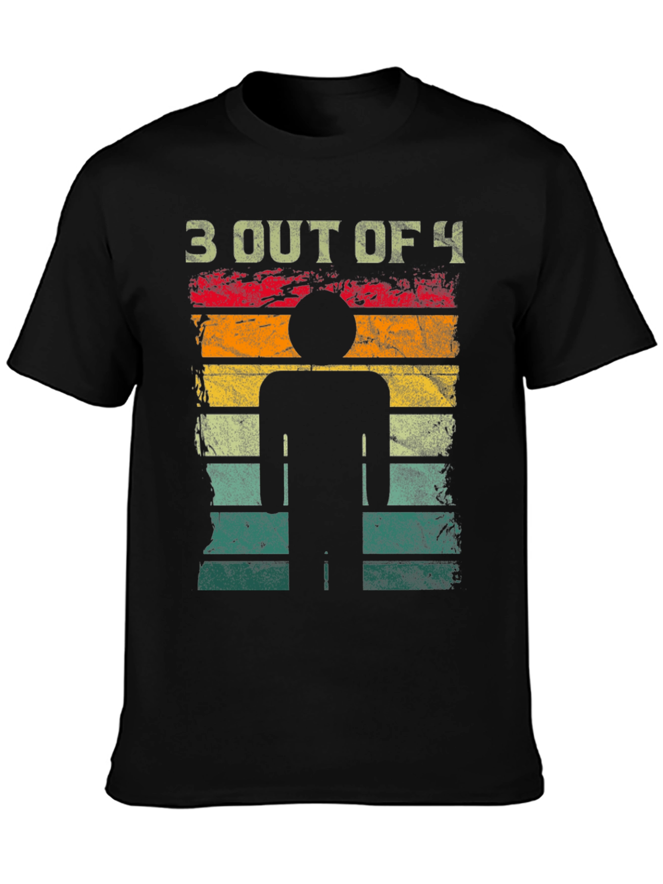 Black 3 Out of 4 Stick Figure T-Shirt view 3