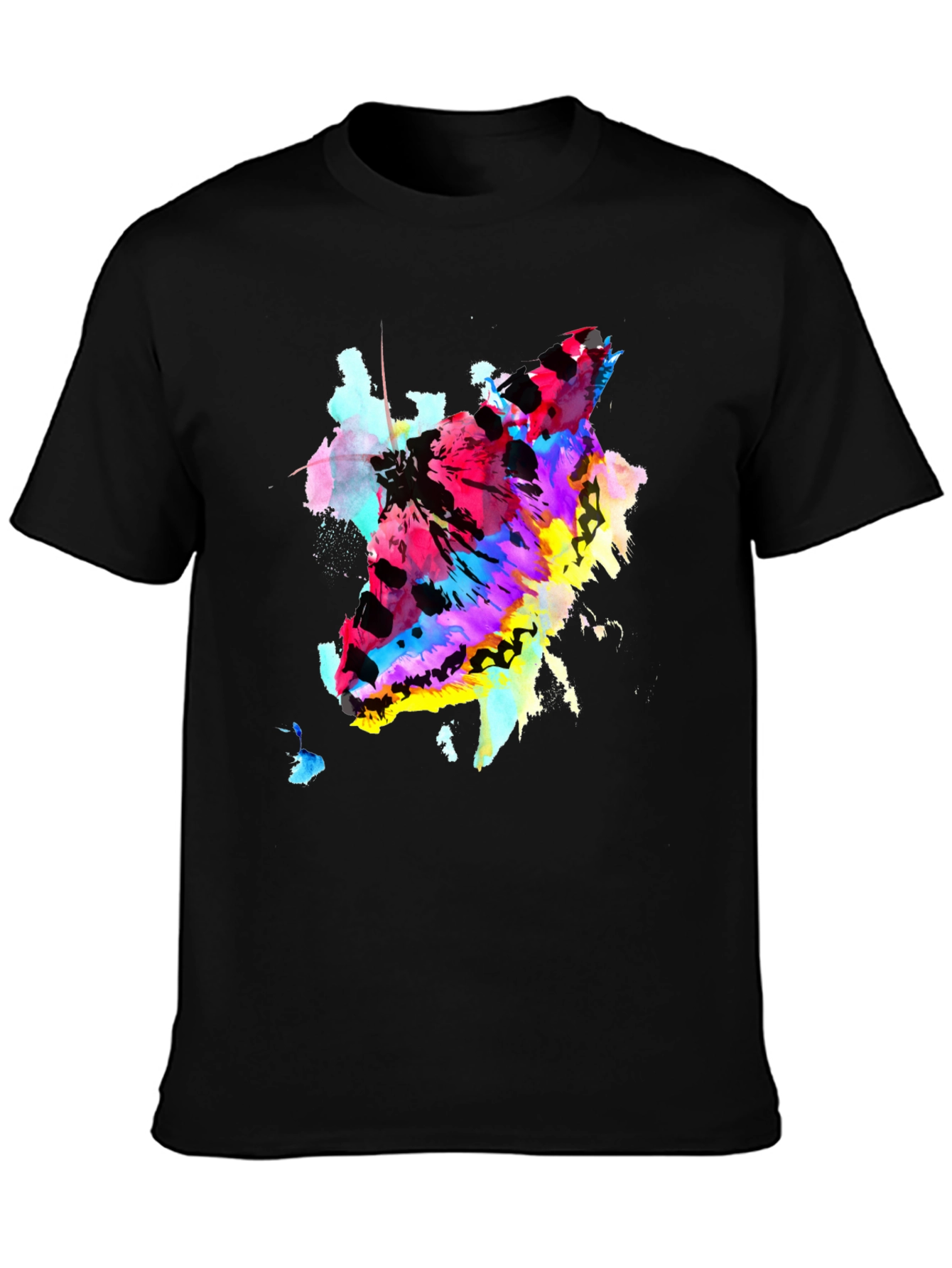 Black Abstract Butterfly Graphic Print Crew Neck T-Shirt view 3