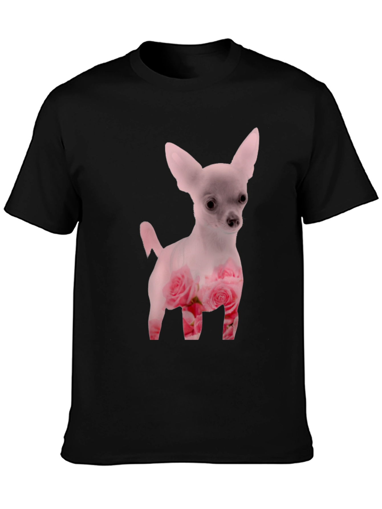 Black Floral Chihuahua T-Shirt - Black view 3