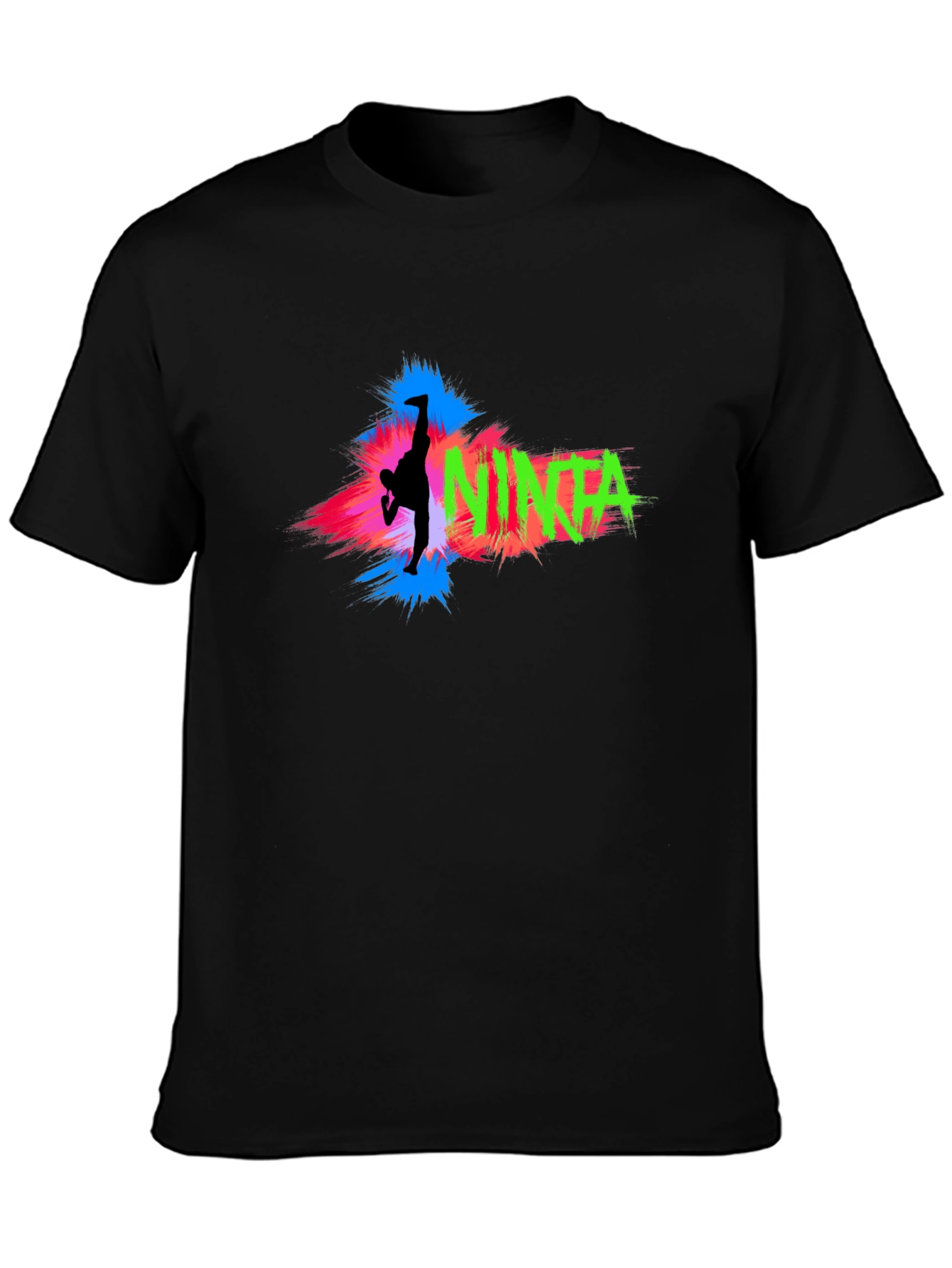 Black Ninja Kick Graphic T-Shirt - Black view 3