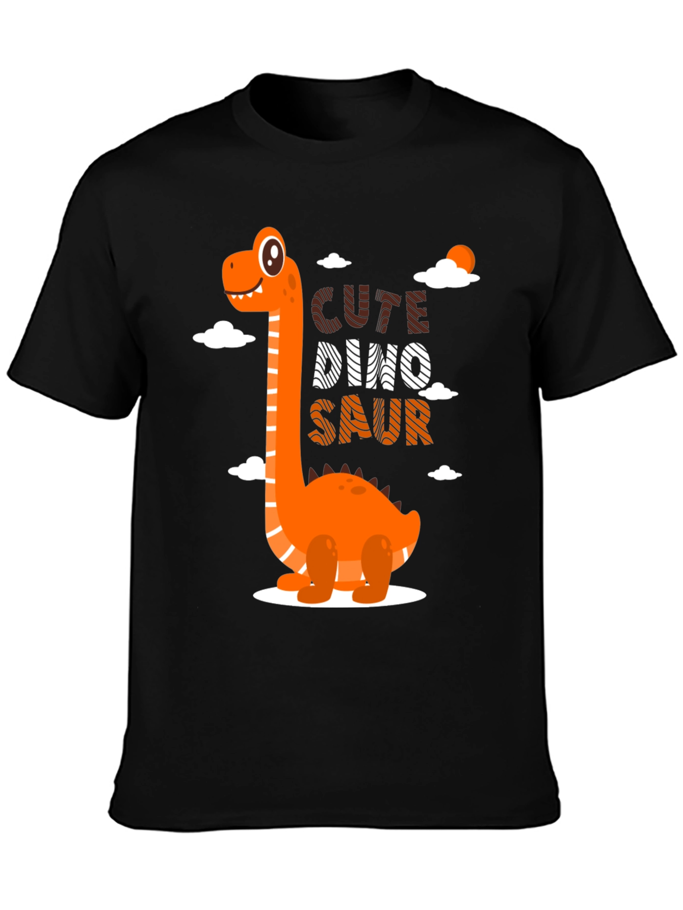 Black Cute Dino-Saur Black Graphic T-Shirt view 3