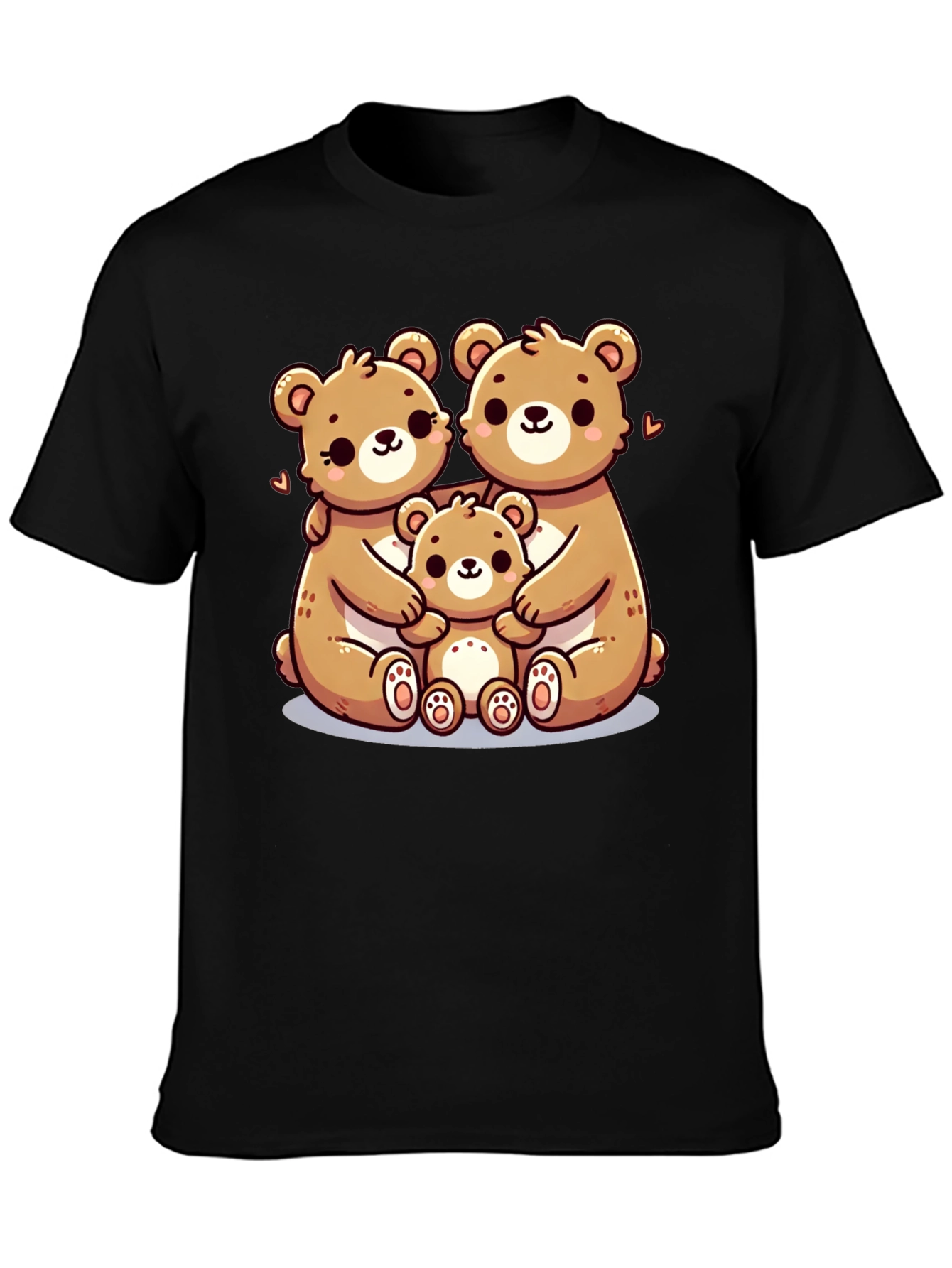 Black Cute Bear Family Graphic Tee - Black view 3