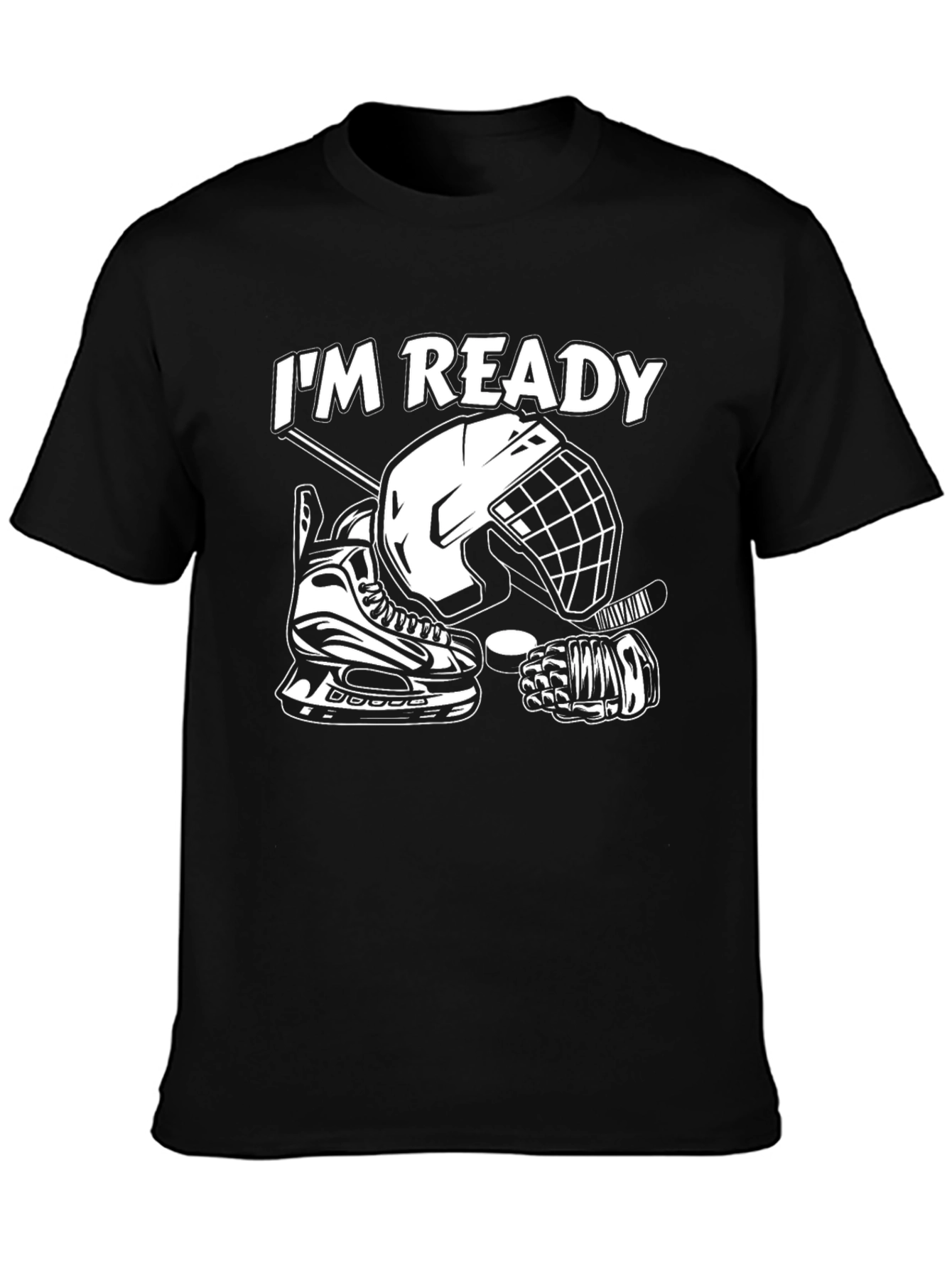 Black I'm Ready Hockey T-Shirt view 3