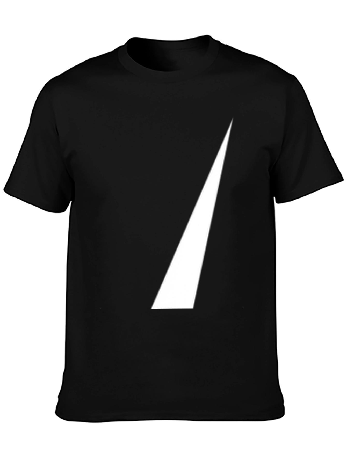 Black Men's Black T-Shirt with White Triangle Design view 3
