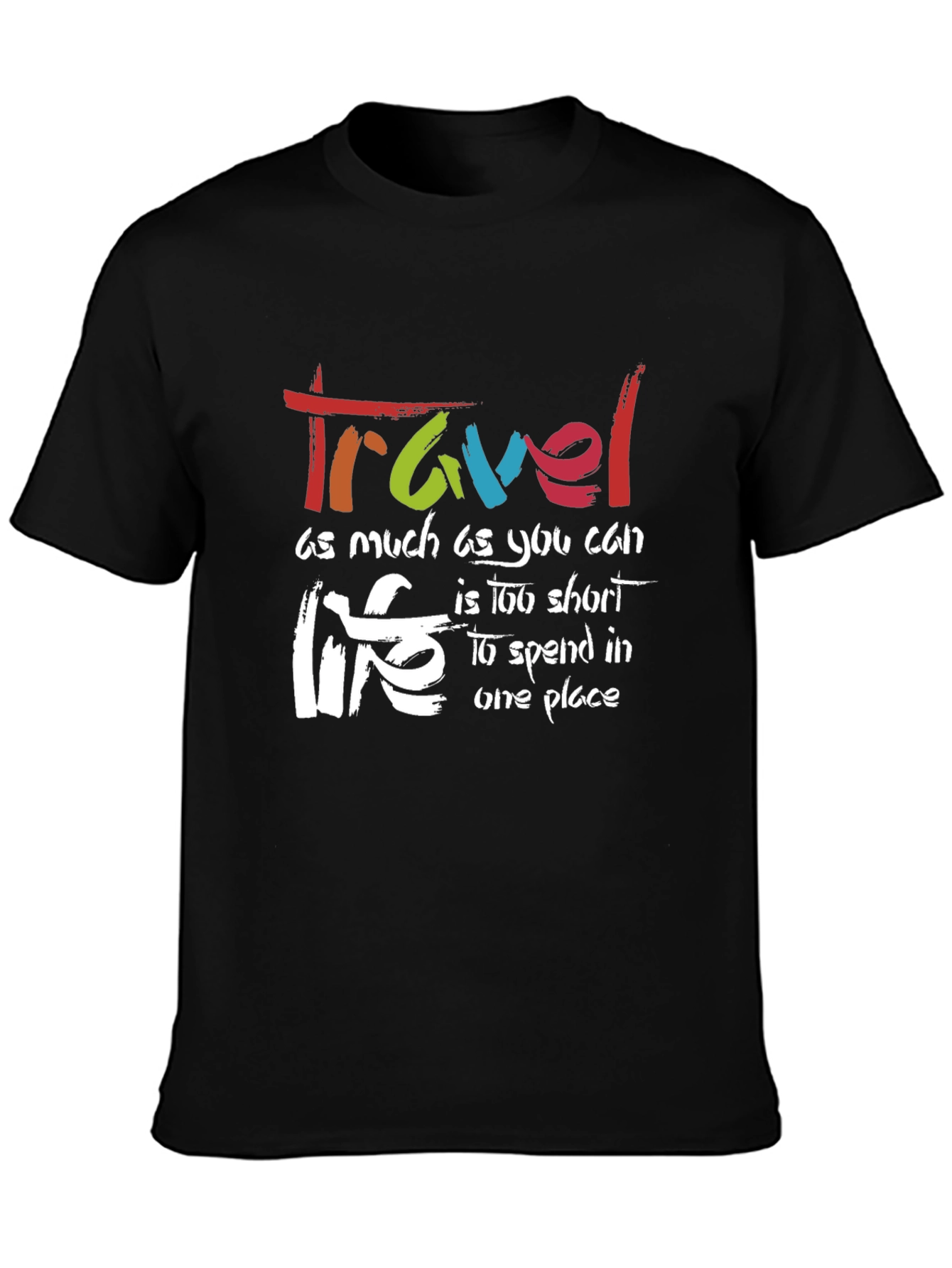 Black Travel Life Black Graphic T-Shirt view 3