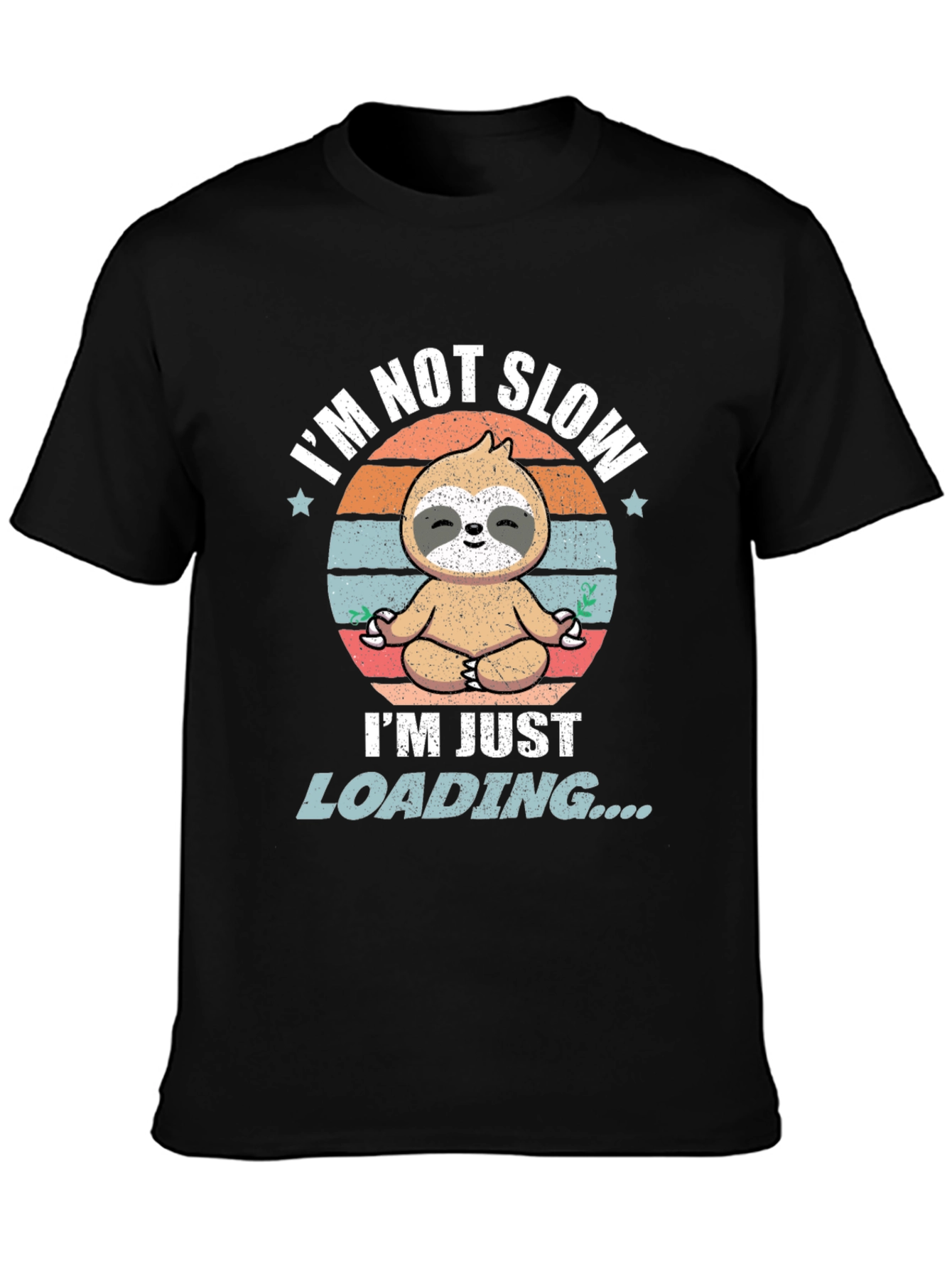 Black Funny Sloth Loading T-Shirt - Men's Graphic Tee view 3