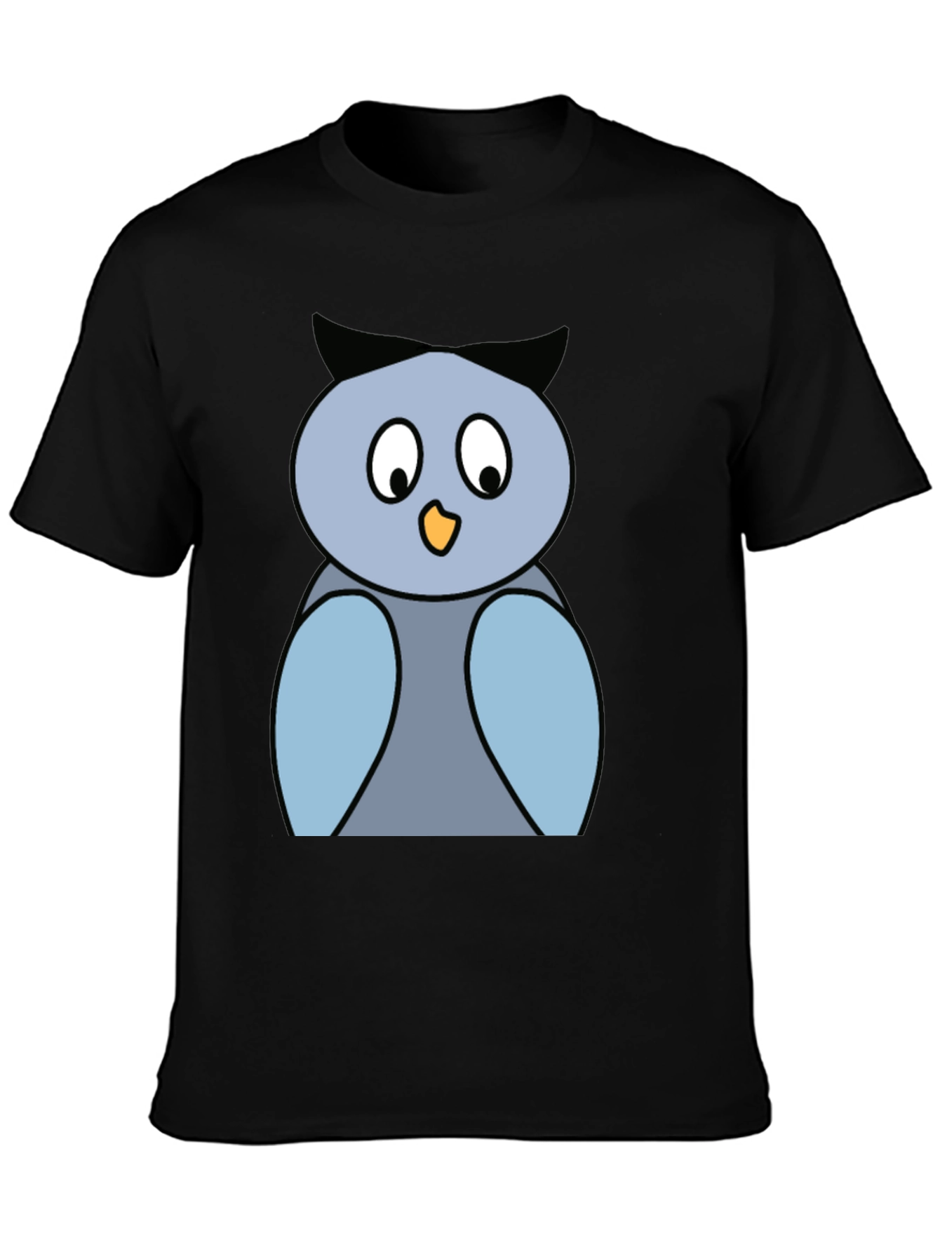 Black Cartoon Owl Graphic Tee - Black Cotton Blend Shirt view 3
