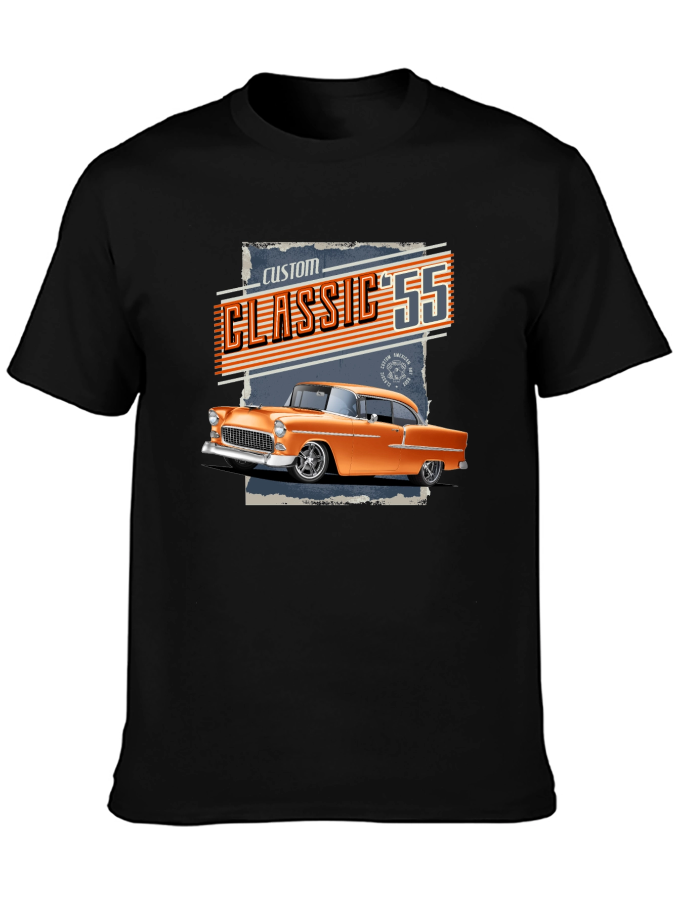 Black Classic '55 Car Graphic T-Shirt view 3