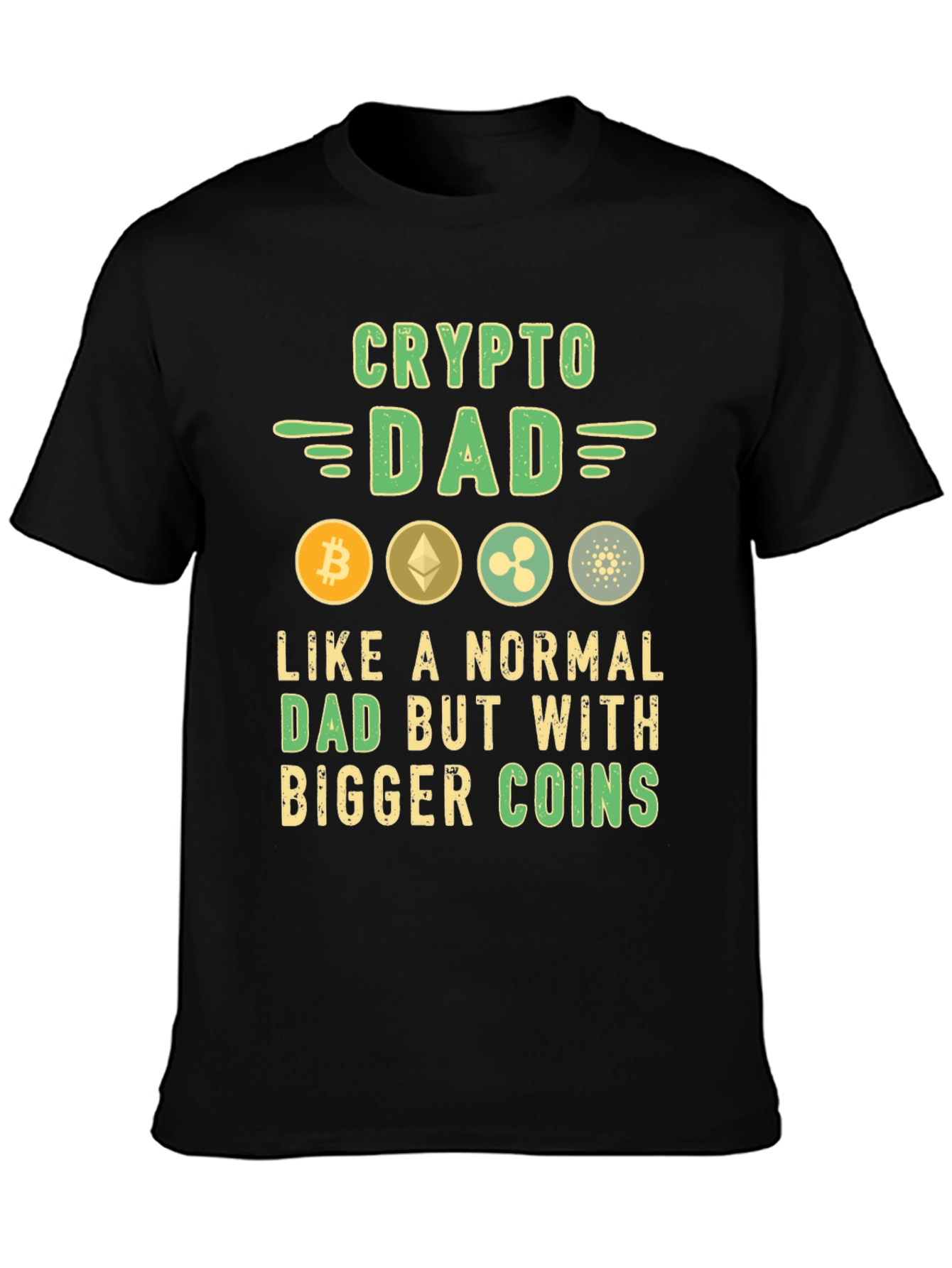Black Crypto Dad T-Shirt Bitcoin Ethereum Ripple Cardano view 3
