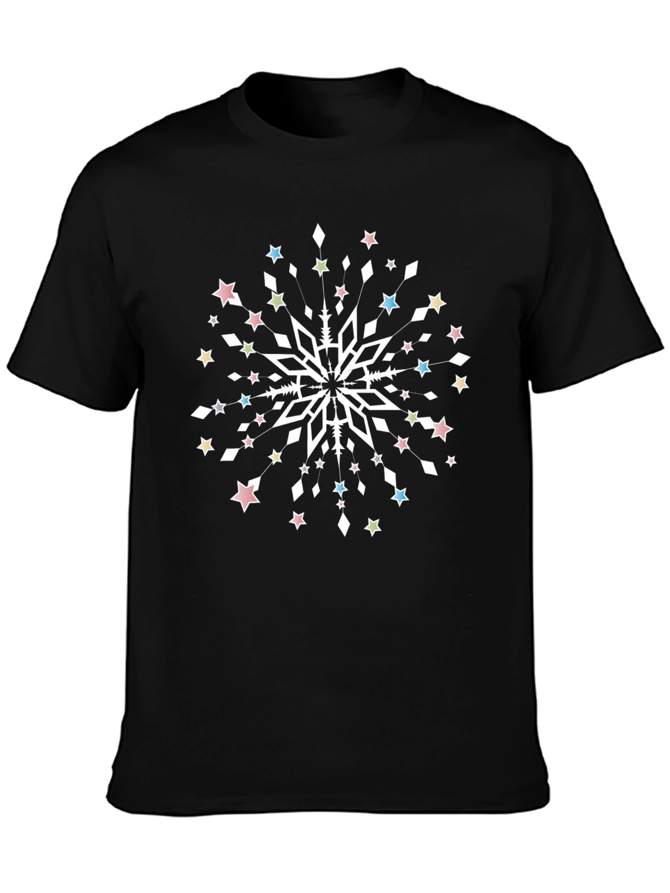 Black Festive Snowflake Graphic Tee - Unisex Black T-Shirt view 3