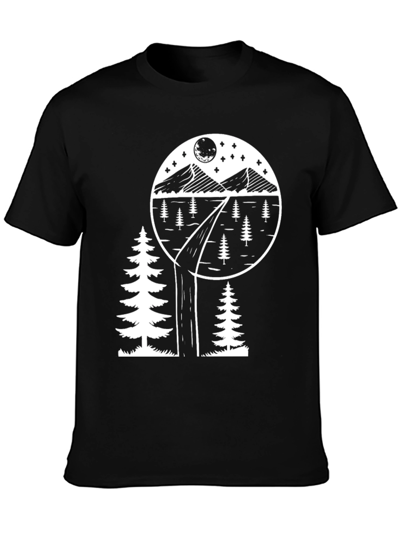 Black Nature Scene Graphic Tee - Black view 3