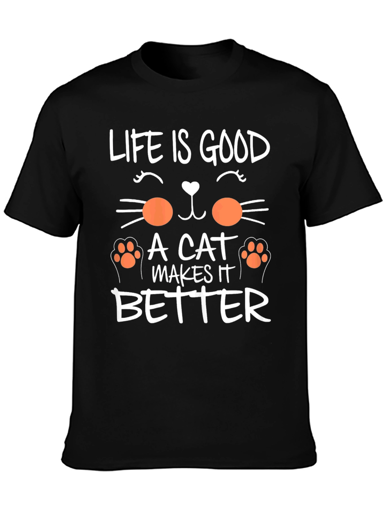 Black Life Is Good Cat T-Shirt view 3