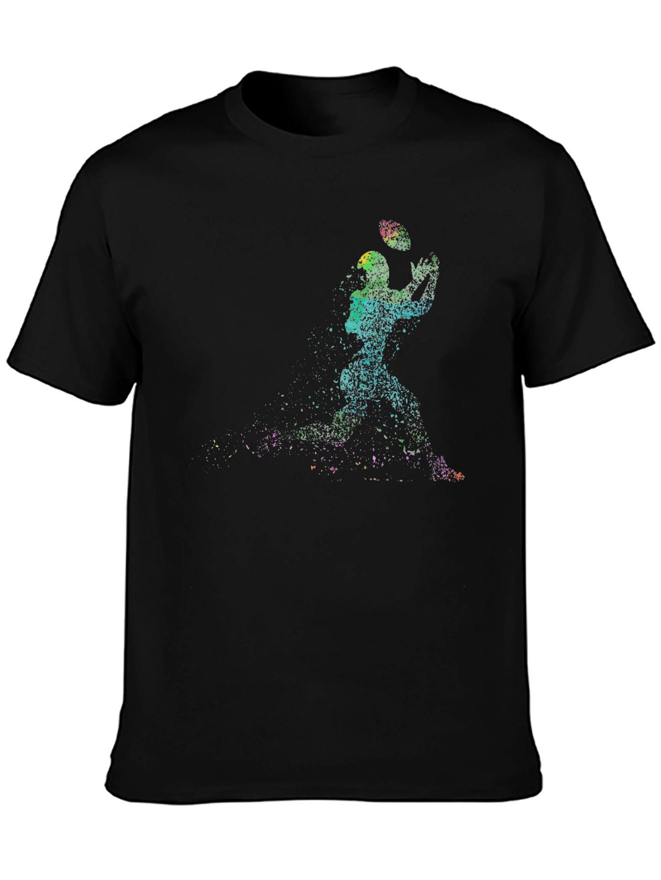 Black Colorful Football Player Graphic Tee view 3