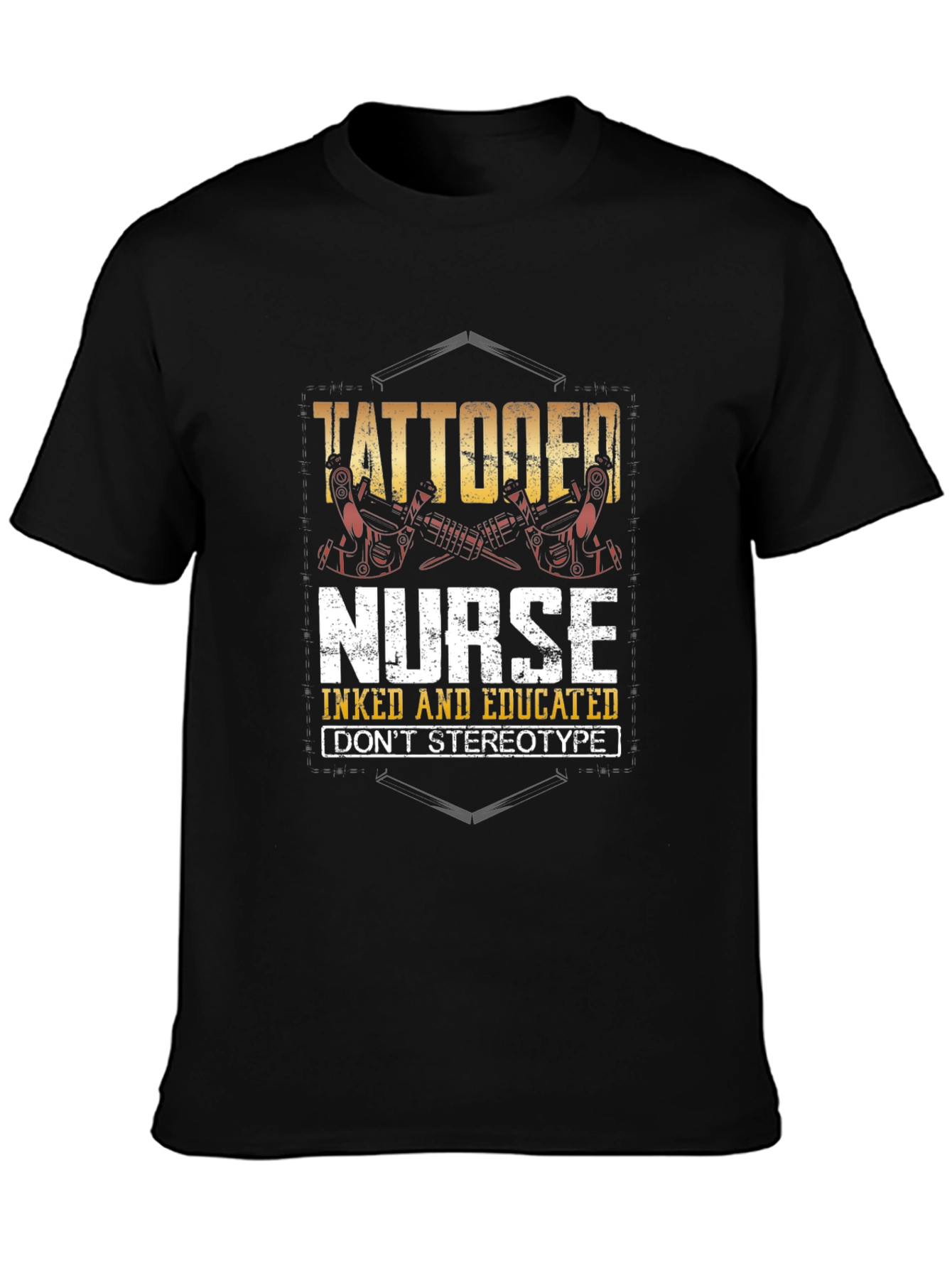 Black Tattooed Nurse Graphic Tee - Inked & Educated! view 3
