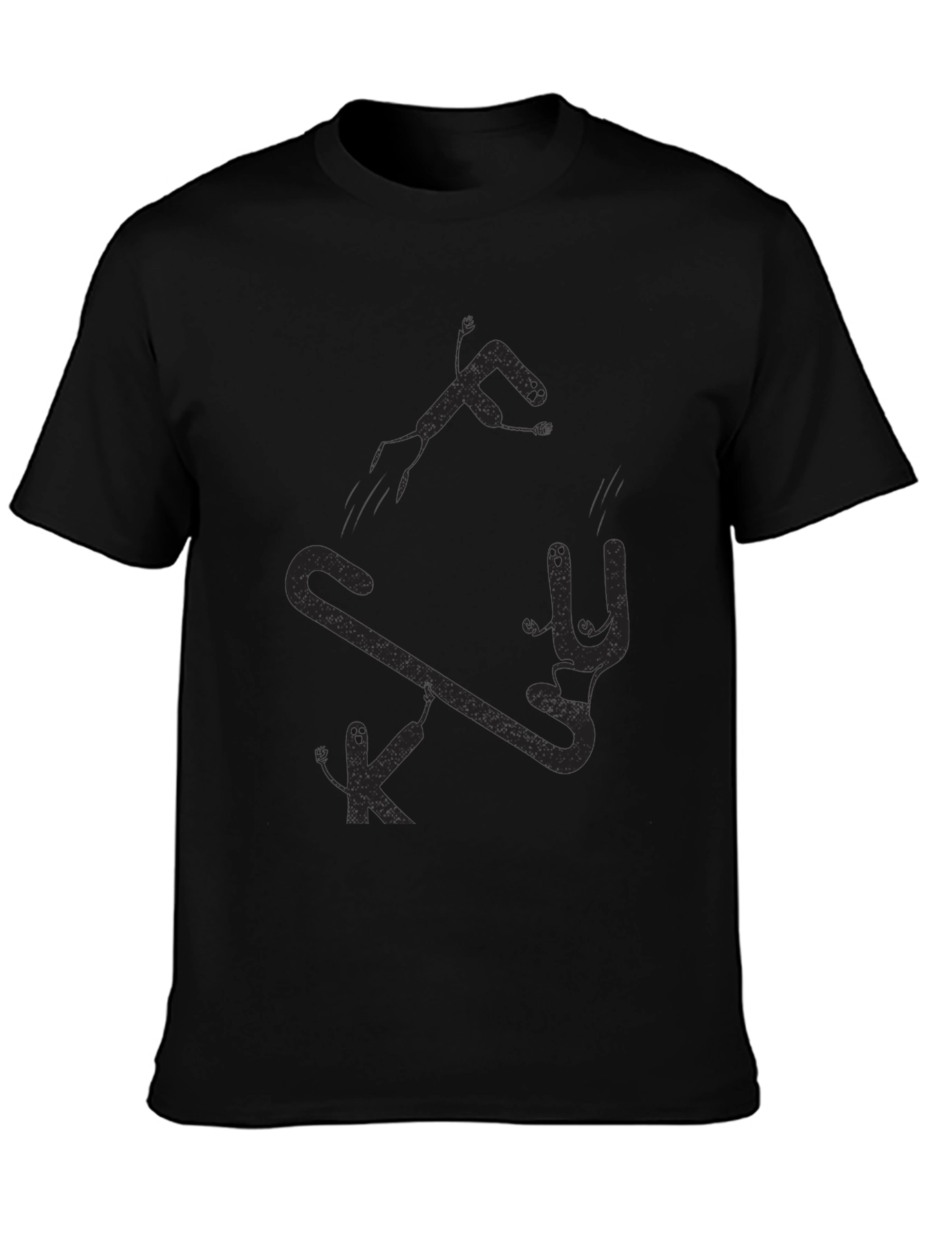 Black Men's Black Graphic Tee - Funny Stick Figure Design view 3