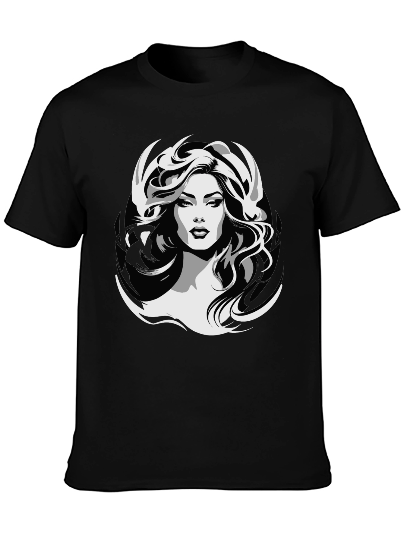 Black Graphic Print T-Shirt - Woman Design view 3