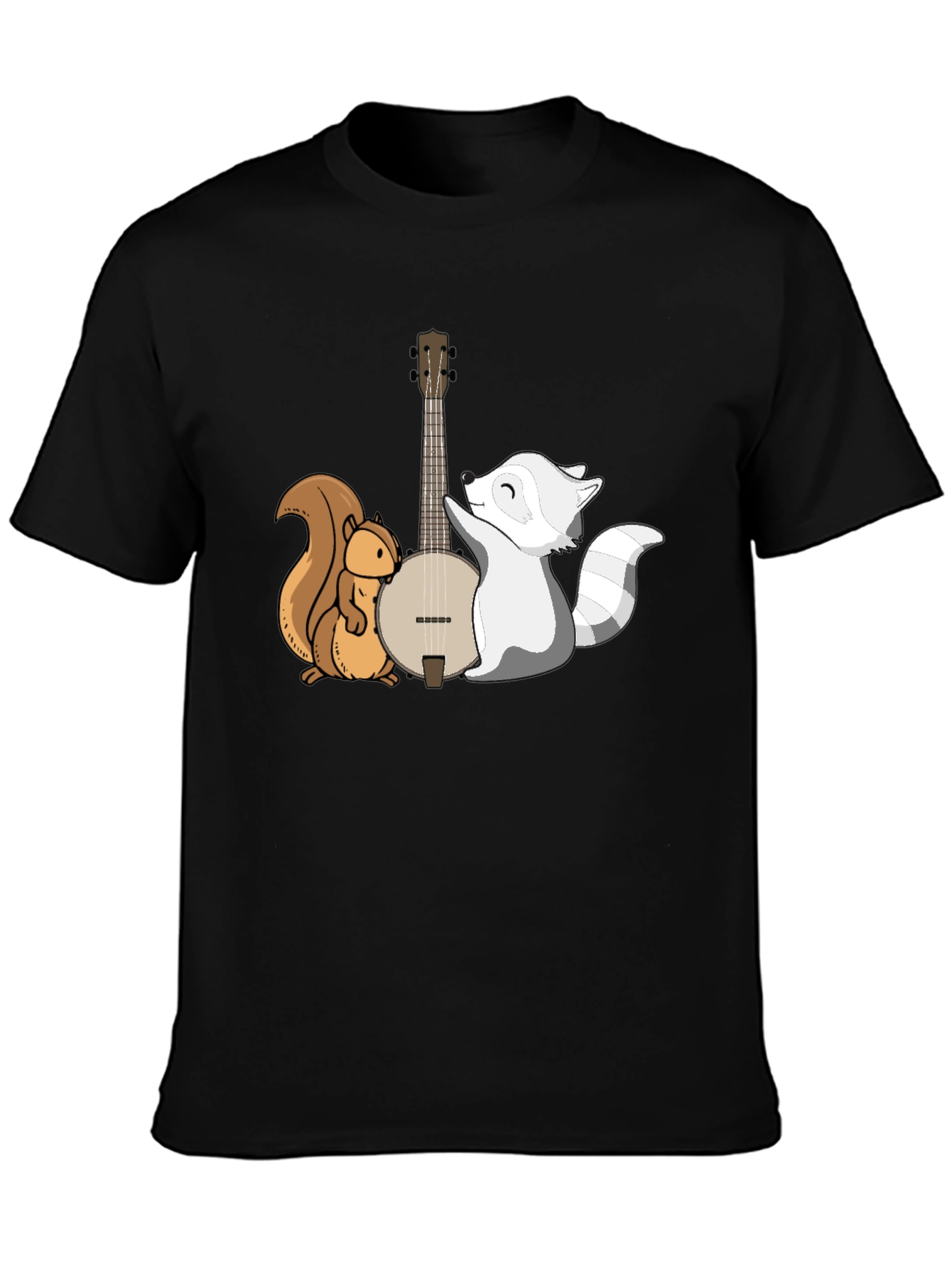 Black Squirrel & Raccoon Banjo T-Shirt view 3