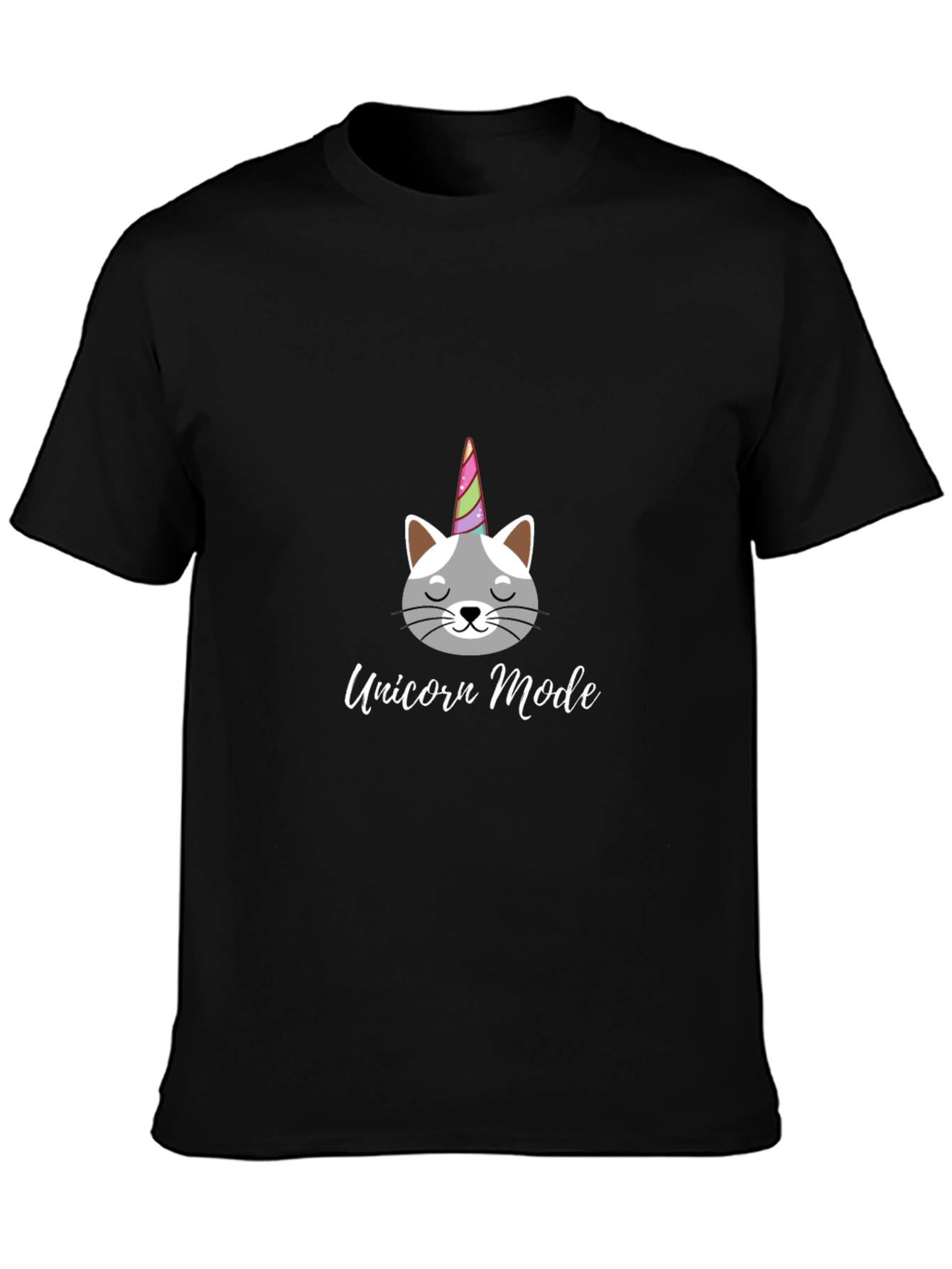 Black Unicorn Mode Cat T-Shirt Funny Novelty Tee view 3