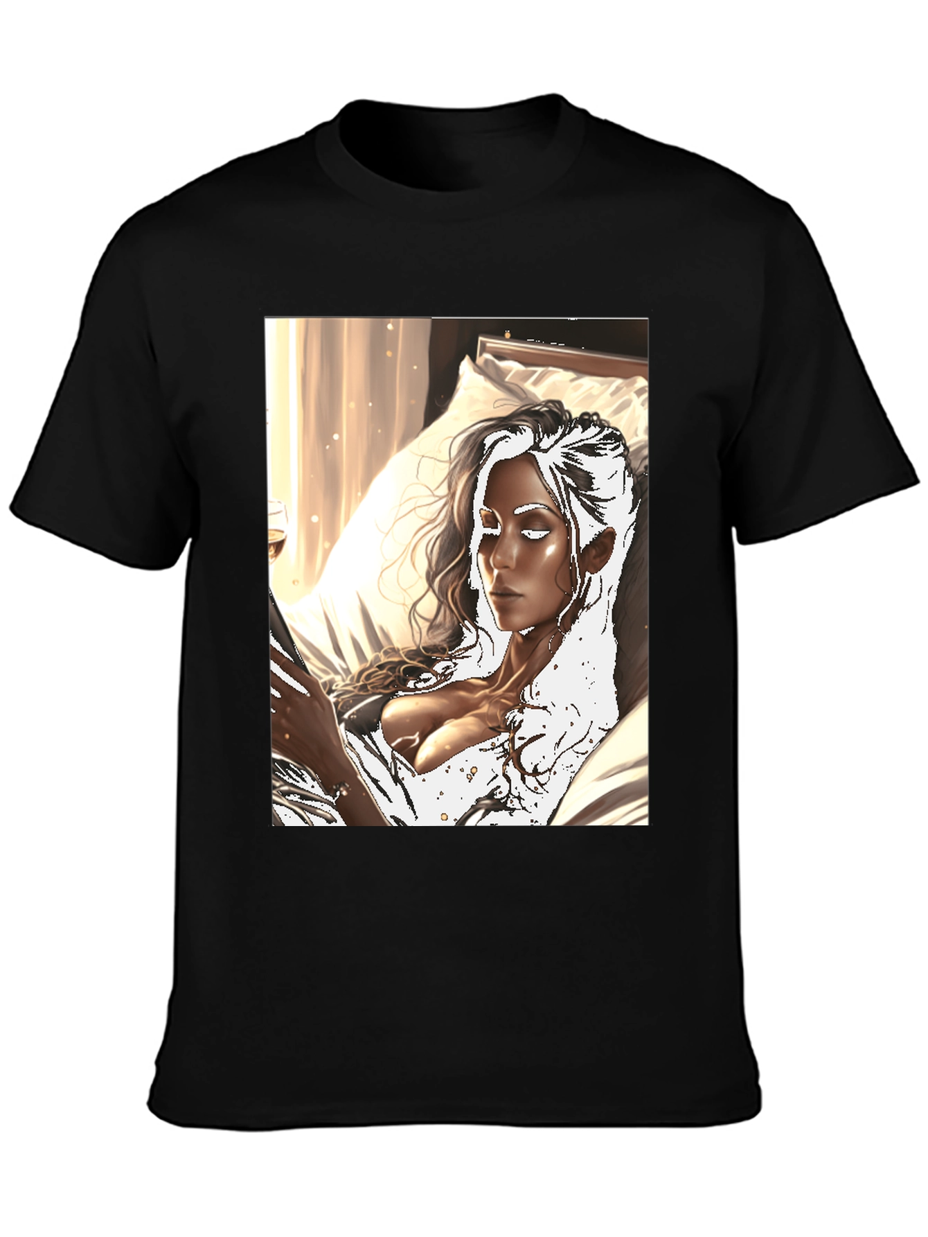Black Artistic Woman Black T-Shirt view 3
