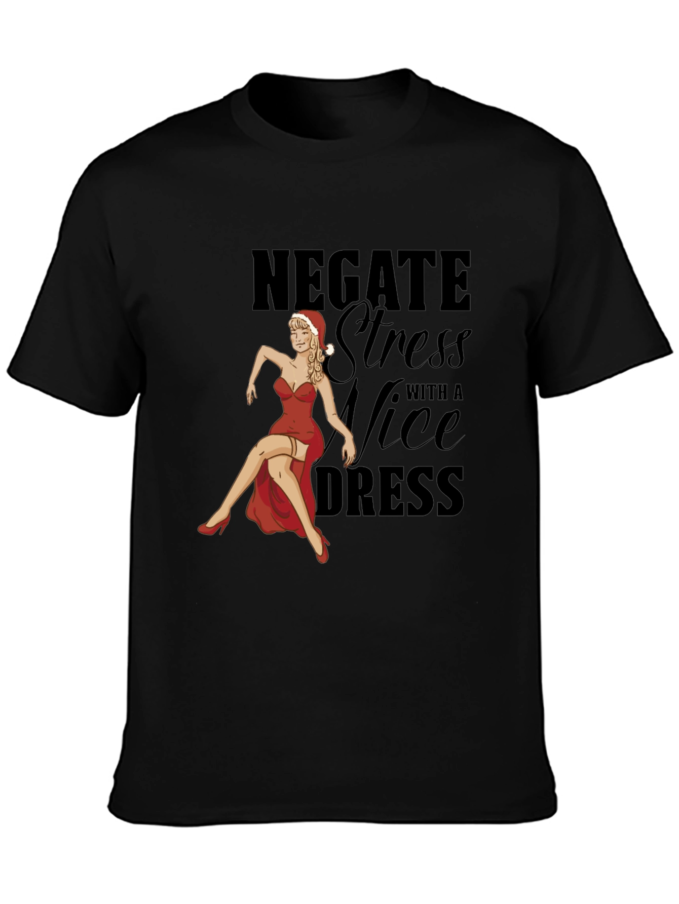 Black Negate Stress Nice Dress T-Shirt view 3