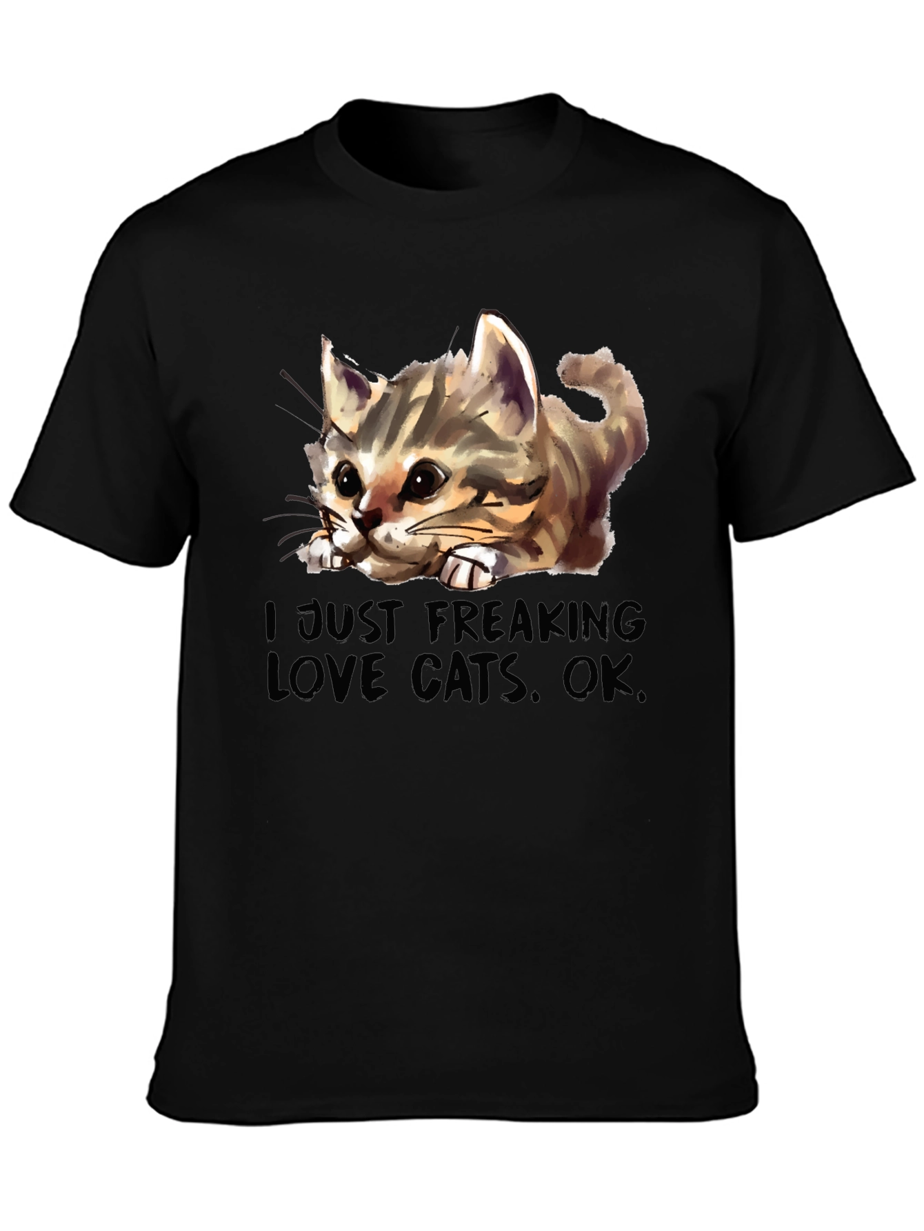 Black I Just Freaking Love Cats Black T-Shirt view 3