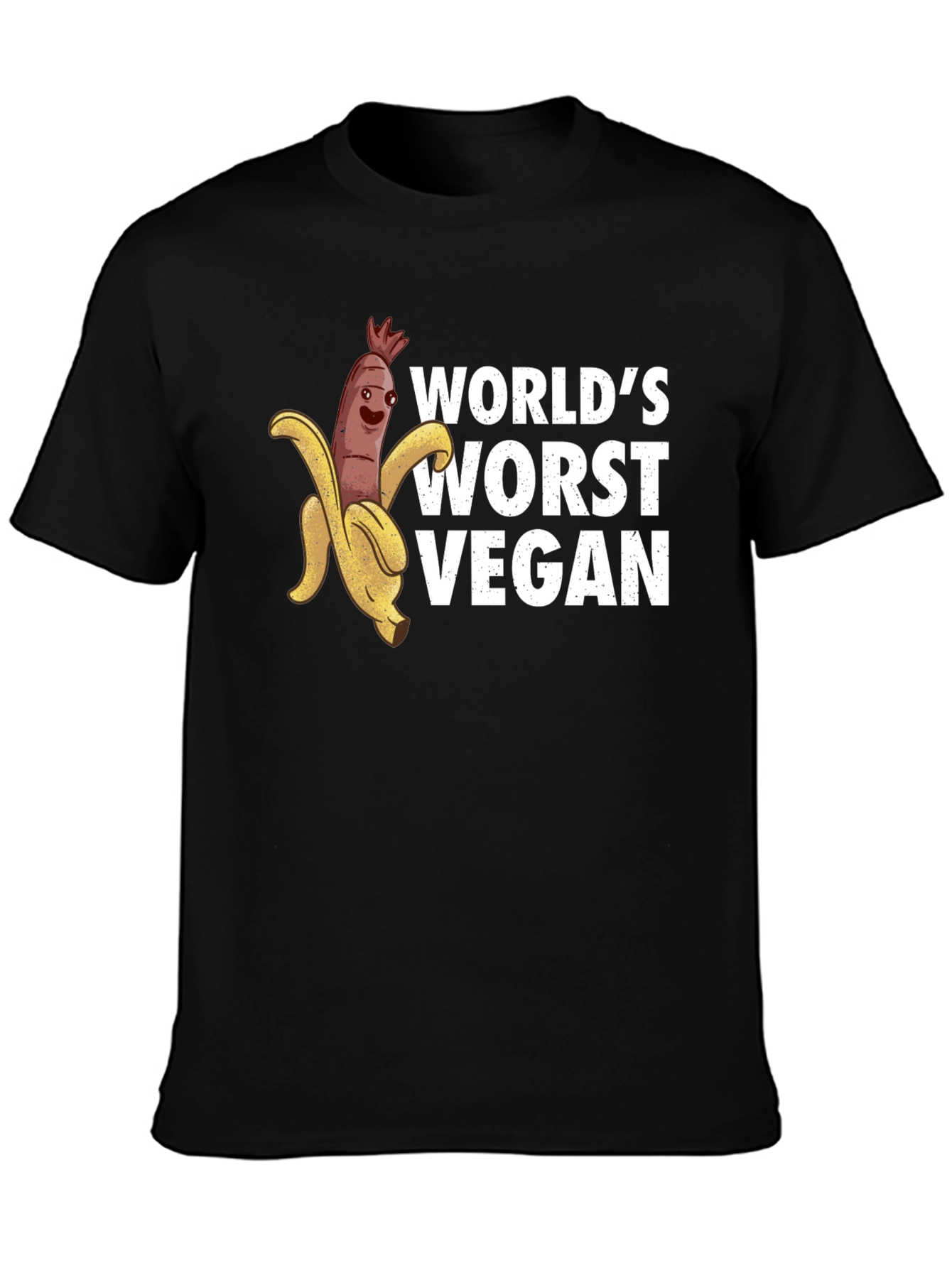 Black World's Worst Vegan Graphic T-Shirt view 3