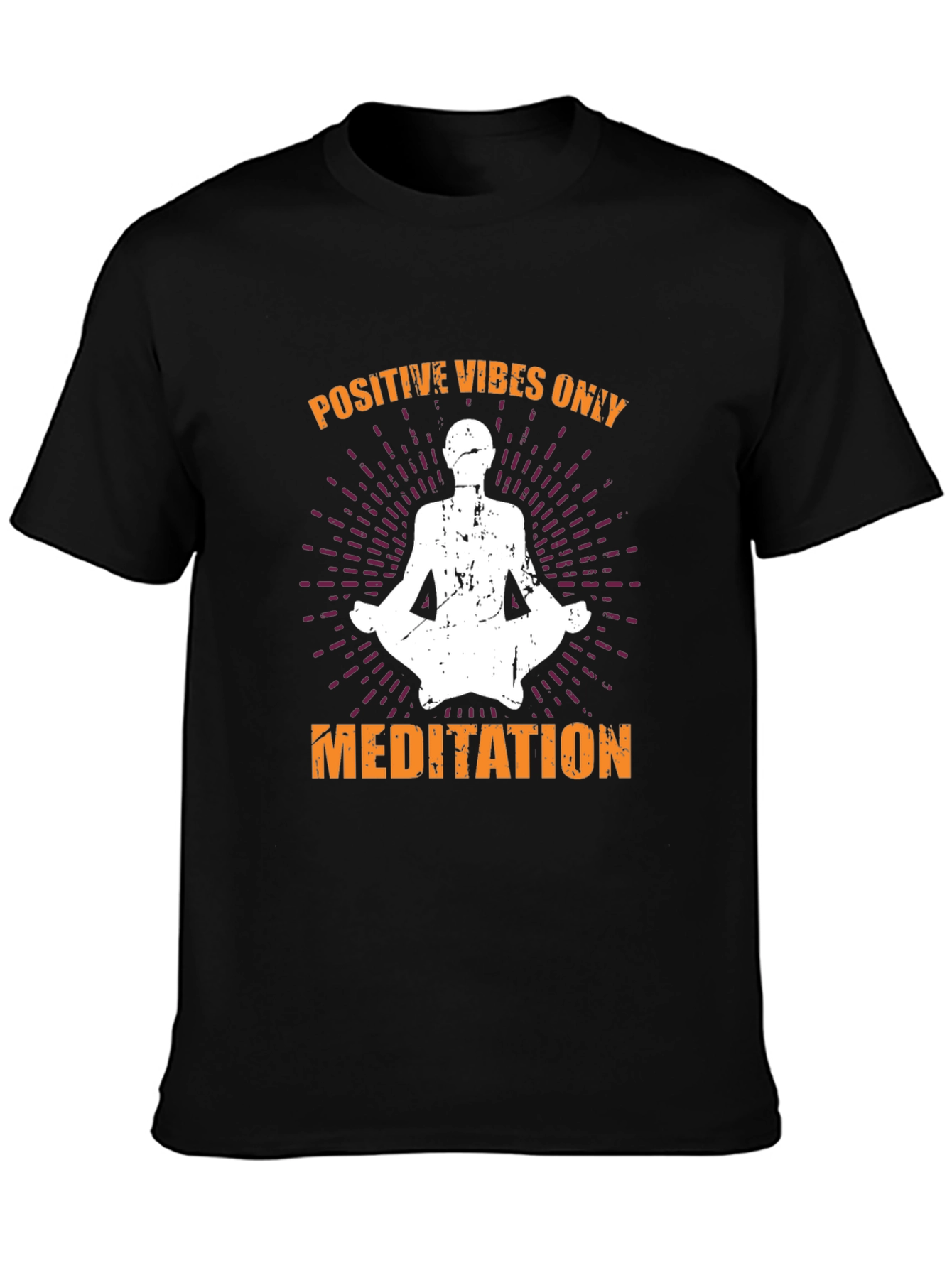 Black Positive Vibes Only Meditation Graphic Tee view 3